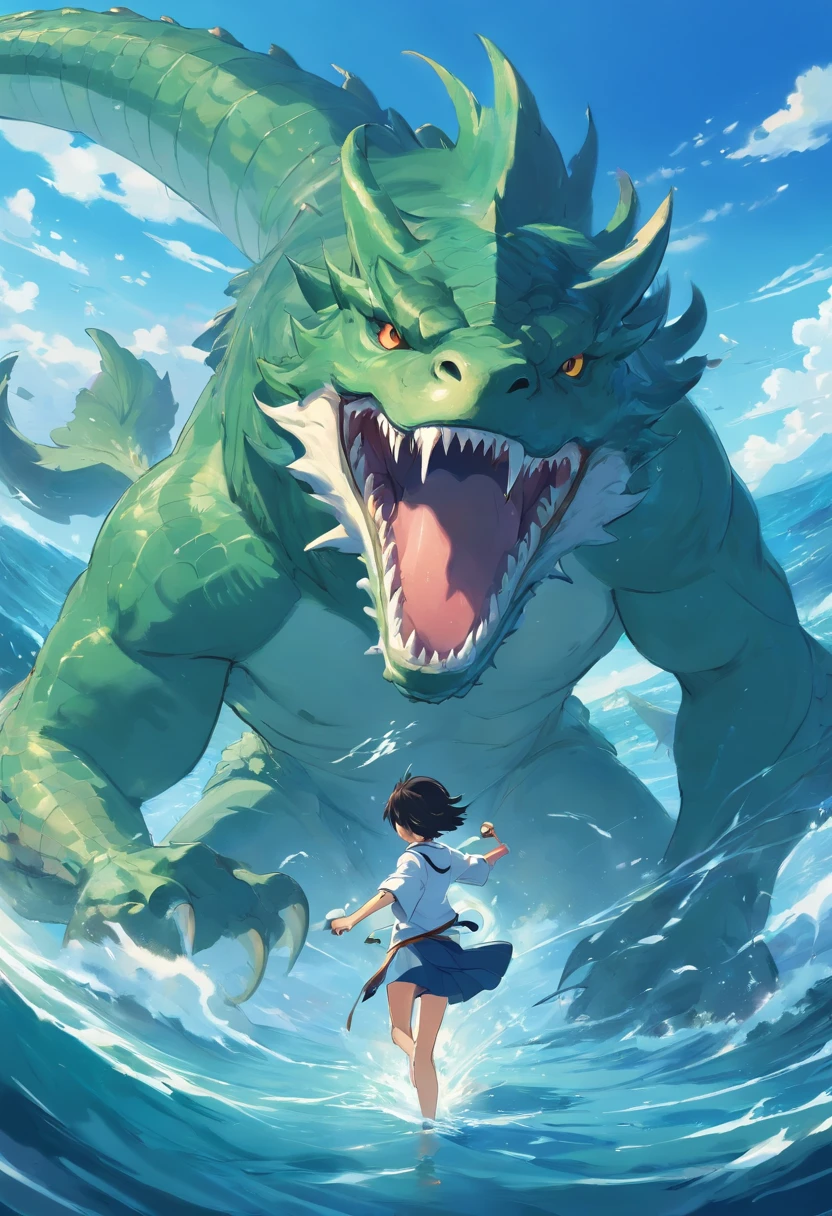 Tough water golem, monster, fantasy is a strong water whole body, sharp with spikes all over the body, big blue. Remote Stand