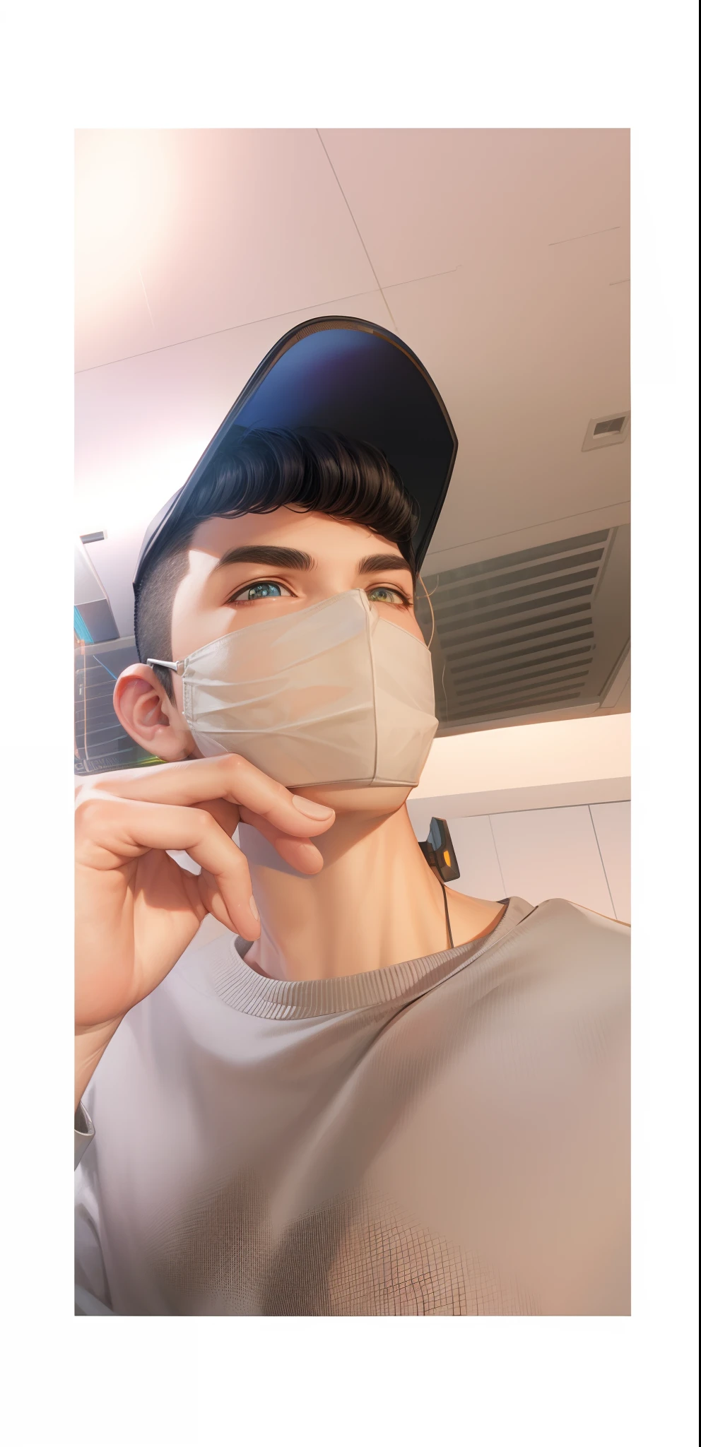 Change background cyberpunk handsom boy,cartoon