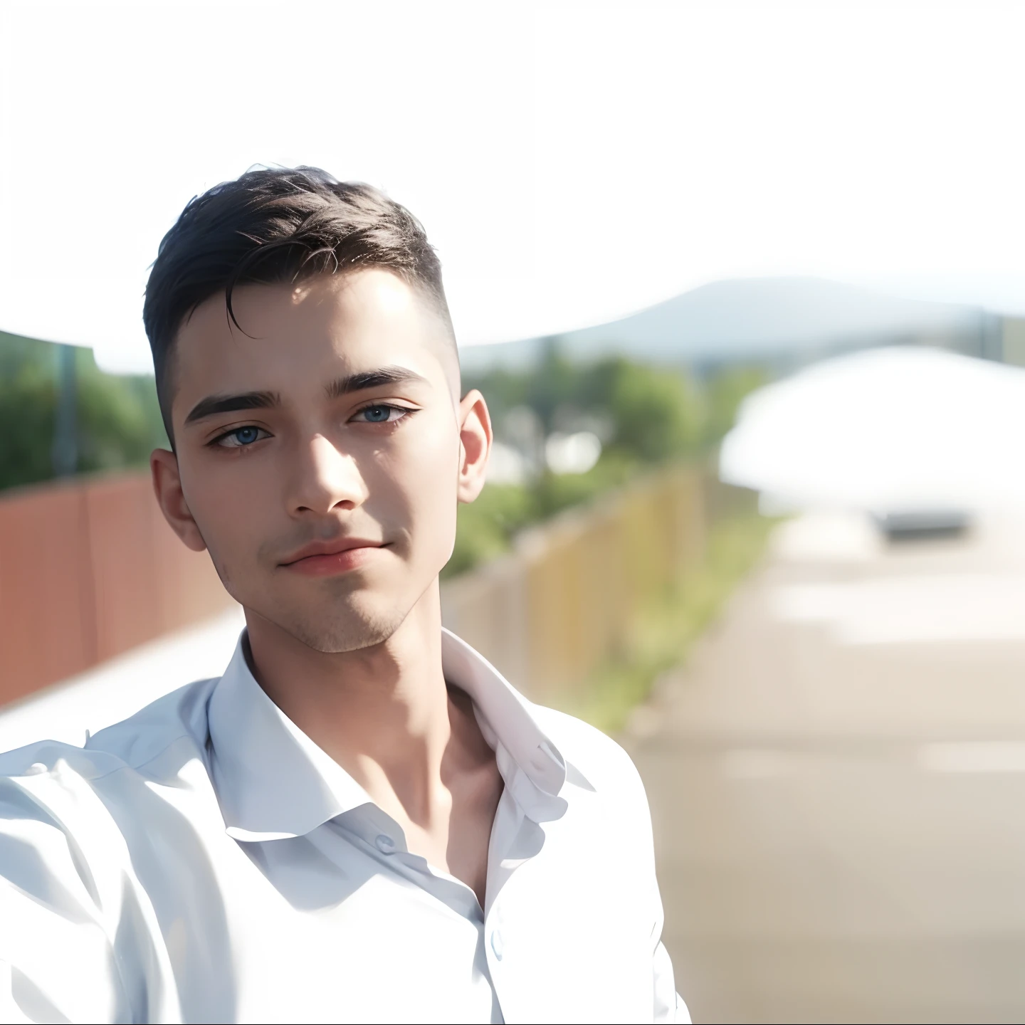 A handsome man sits in front of his work，Sign the document，solo person，in a office，blue color eyes，with short black hair，（A neat black suit），White shirt，