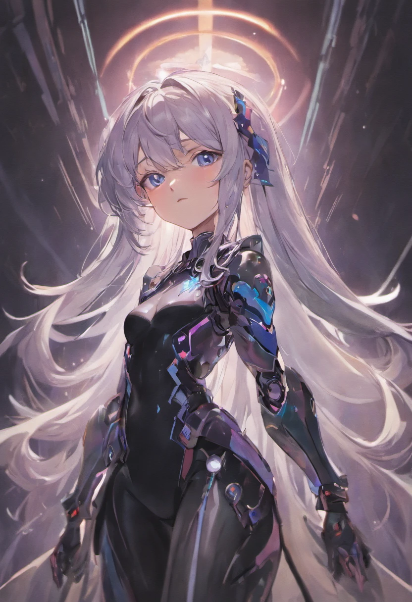 anime woman with long hair and blue eyes in a black outfit, cyborg - woman with silver hair, white haired deity, perfect white haired woman, white haired, with sleek silver armor, ashe, portrait of a female anime hero, white haired lady, white-haired, anime character, female anime character, portrait knights of zodiac girl, detailed anime character art, silver hair woman
