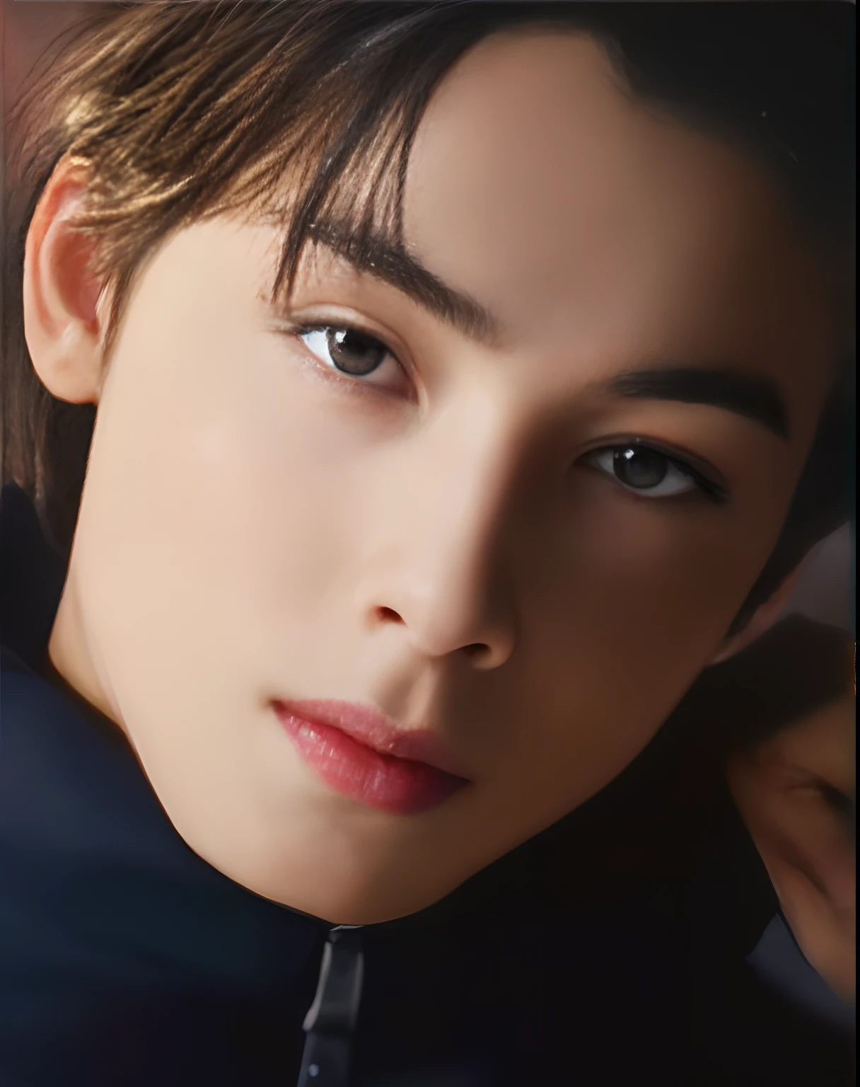 there is a young man with a black jacket and a black shirt, inspired by Zhang Han, cai xukun, yanjun chengt, handsome face, inspired by Huang Gongwang, yan, hsiao-ron, heise jinyao, realistic. cheng yi, jinyoung shin, good looking face, handsome, by Yang J, high quality portrait, jin shan