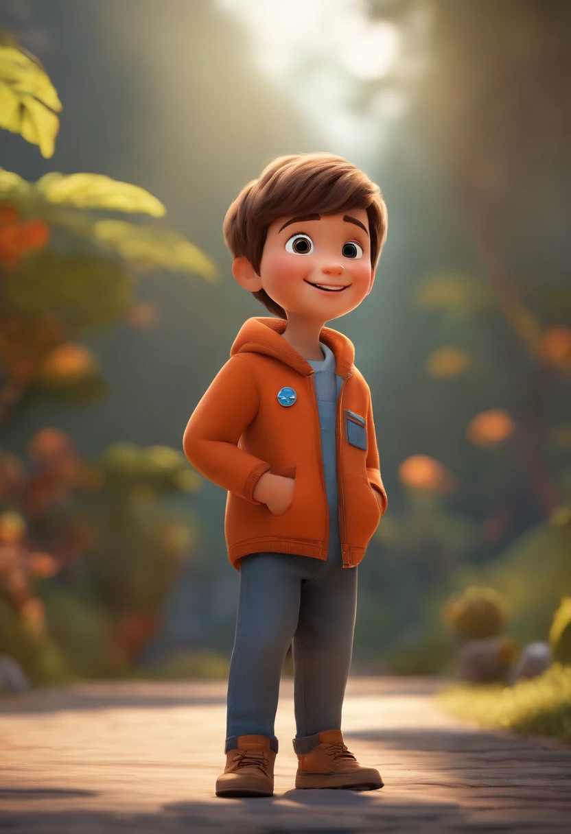 a happy cute ??? standing short hair, vestindo uma fantasia espacial, , fundo branco, barnet, Tom, Estilo Pixar, ....3d, desenhos animados, rosto detalhado, asymmetrical 16k