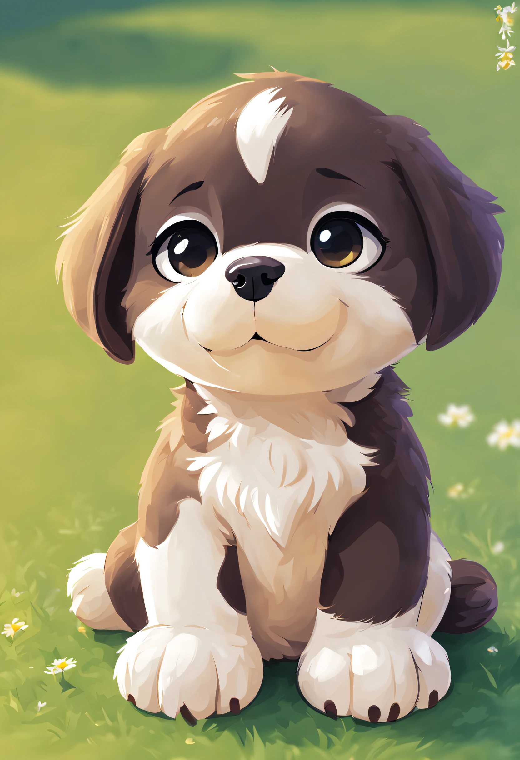 illustratio,Cute little dog、Sitting、stroll