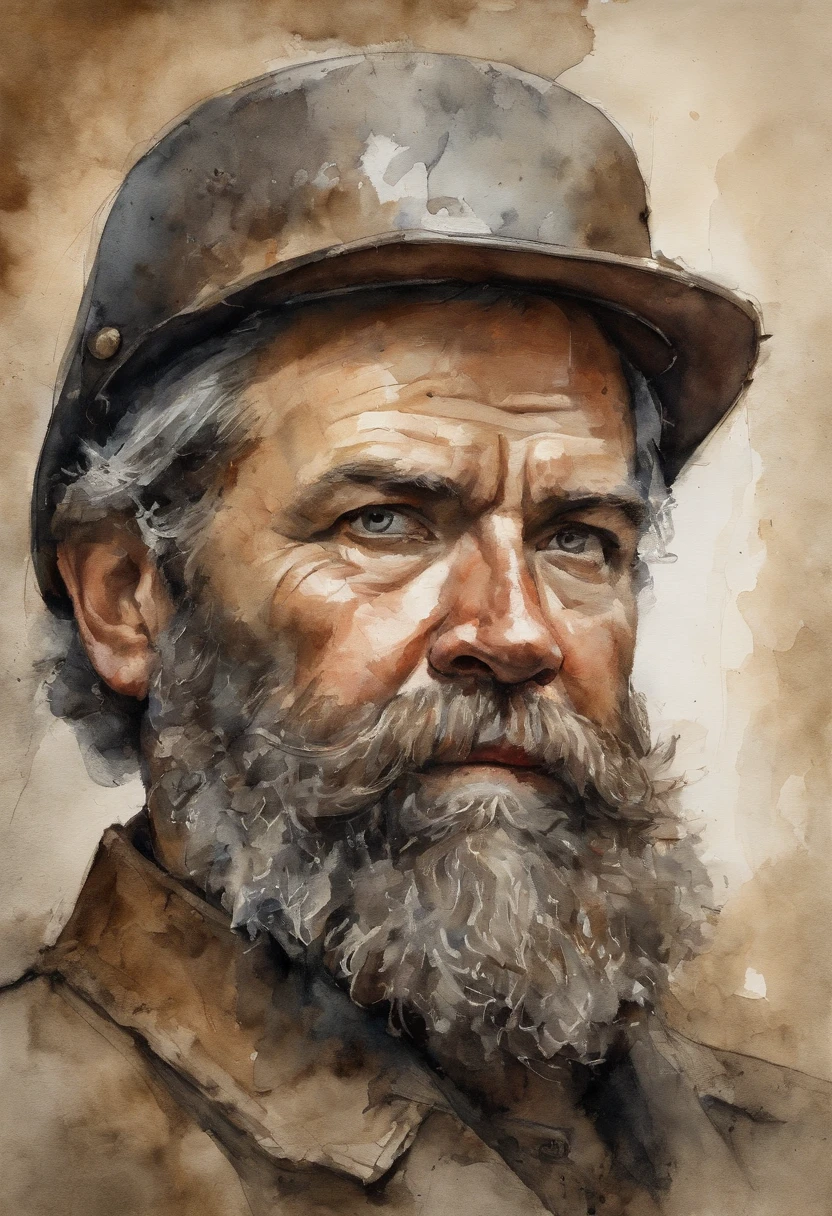 a portrait of an old coal miner in 19th century, beautiful painting with highly detailed face by greg rutkowski and magali villanueve, (the most beautiful portrait in the world:1.5)