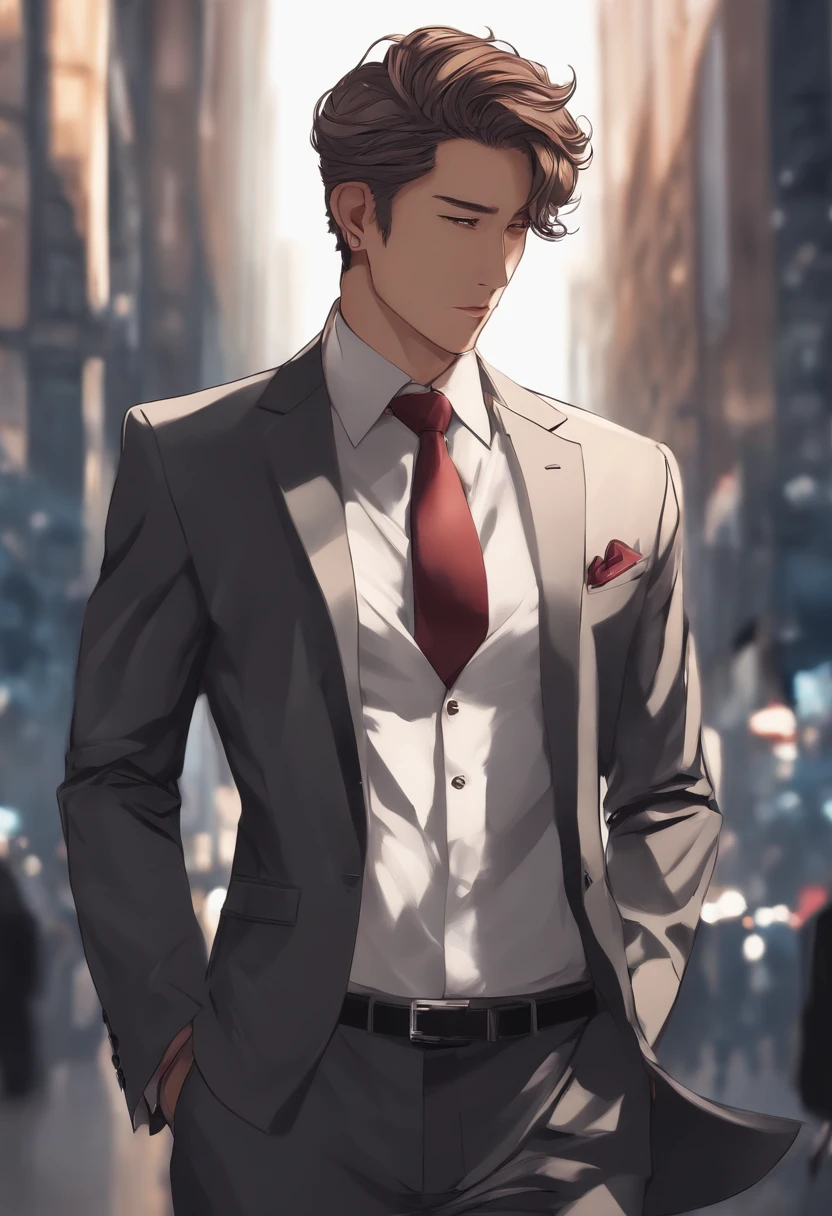Man in a suit, salaryman，Detailed Digital Anime Art，digital anime art，High quality anime art style