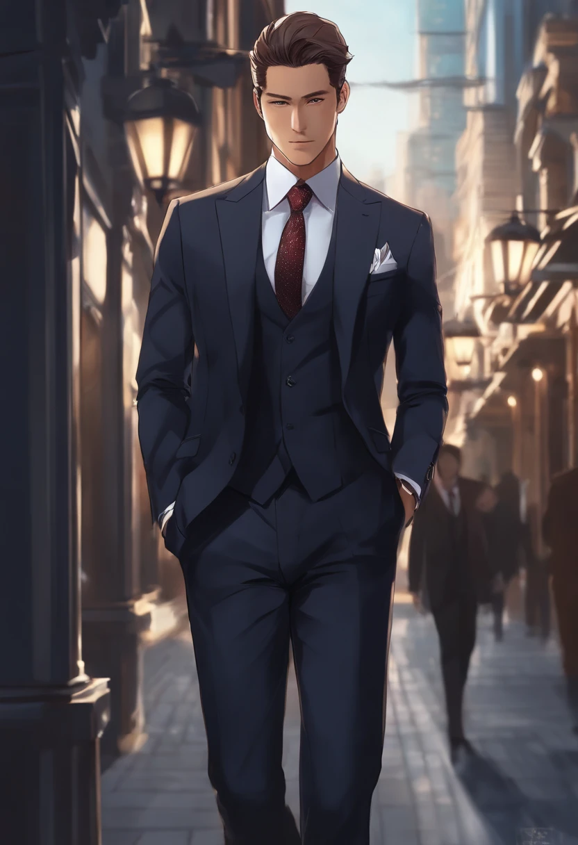 Man in a suit, salaryman,Detailed Digital Anime Art,digital anime art,High quality anime art style