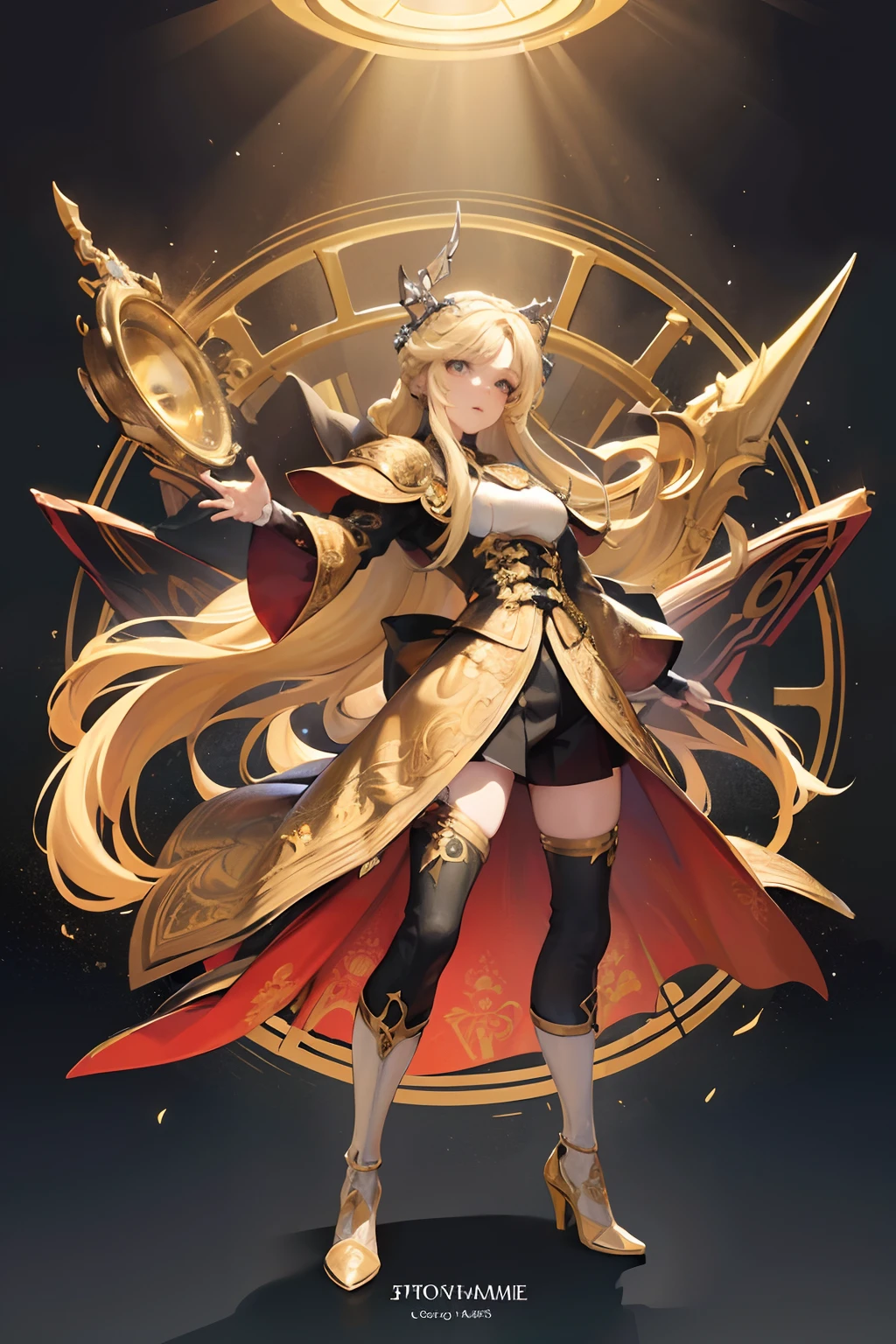 (Best quality, Masterpiece, Colorful, Dynamic Angle, highest details) Full body photo, Fashion photography cute, Long rich blonde hair, \《games of thrones》in Lagerta\ Dressed in a Viking Future suit, (Ultra-high-resolution textures), In dynamic poses, Bokeh, Luminous net, (Intricate details, ultra - detailed:1.15), Detailed, Moonlight passes through the hair, Perfect night, Colorful poster art flat background, (offcial art, extreme detailed details, highest details), hdr