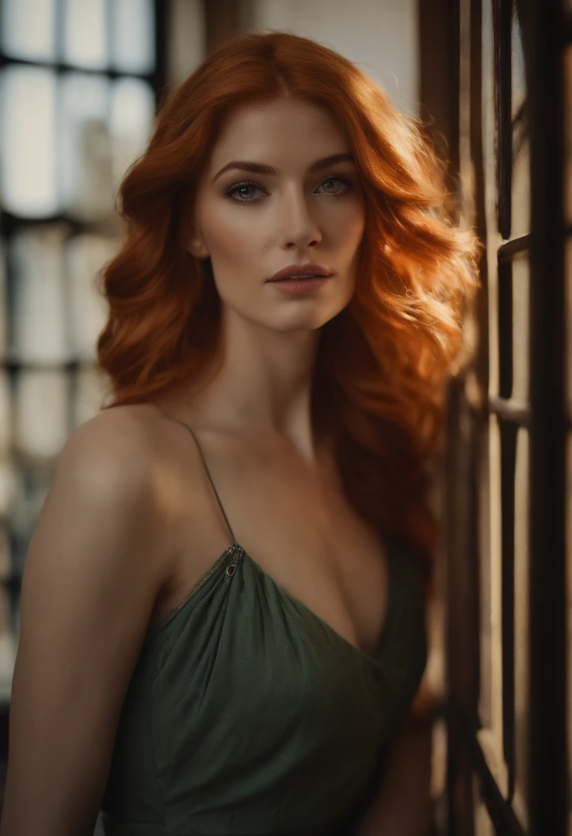 professionnel, (Photo 4K:1.1) par (Jeremy Lipking:0.3), (Dittmann Anna:0.3), (Cécile:0.3), (mise au point nette:1.3), détail élevé, Porter (Chemise moulante:1.2), Beau visage détaillé, Une femme séduisante aux longs cheveux roux regarde la caméra, ressemblant à l’actrice Katherine McNamara, Panasonic Lumix S Pro 50mm F/1.4, Anne Stokes, Éclaboussure de couleur, orange foncé et émeraude foncée, Ferrania P30, photo réaliste, (Jeune femme séduisante:1.3), (Séduisant:1.1), (rougissant:1.1), Forme du corps du sablier, Gros seins ronds, hanches larges, en arrière-plan ville