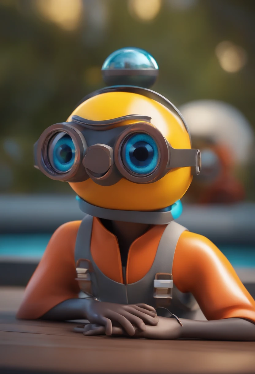Um arquiteto de sonhos futurista, mas realista, inspired by Pixar animation, de perto. The character takes center stage with captivating facial expressions, oferecendo um toque de irrealidade.