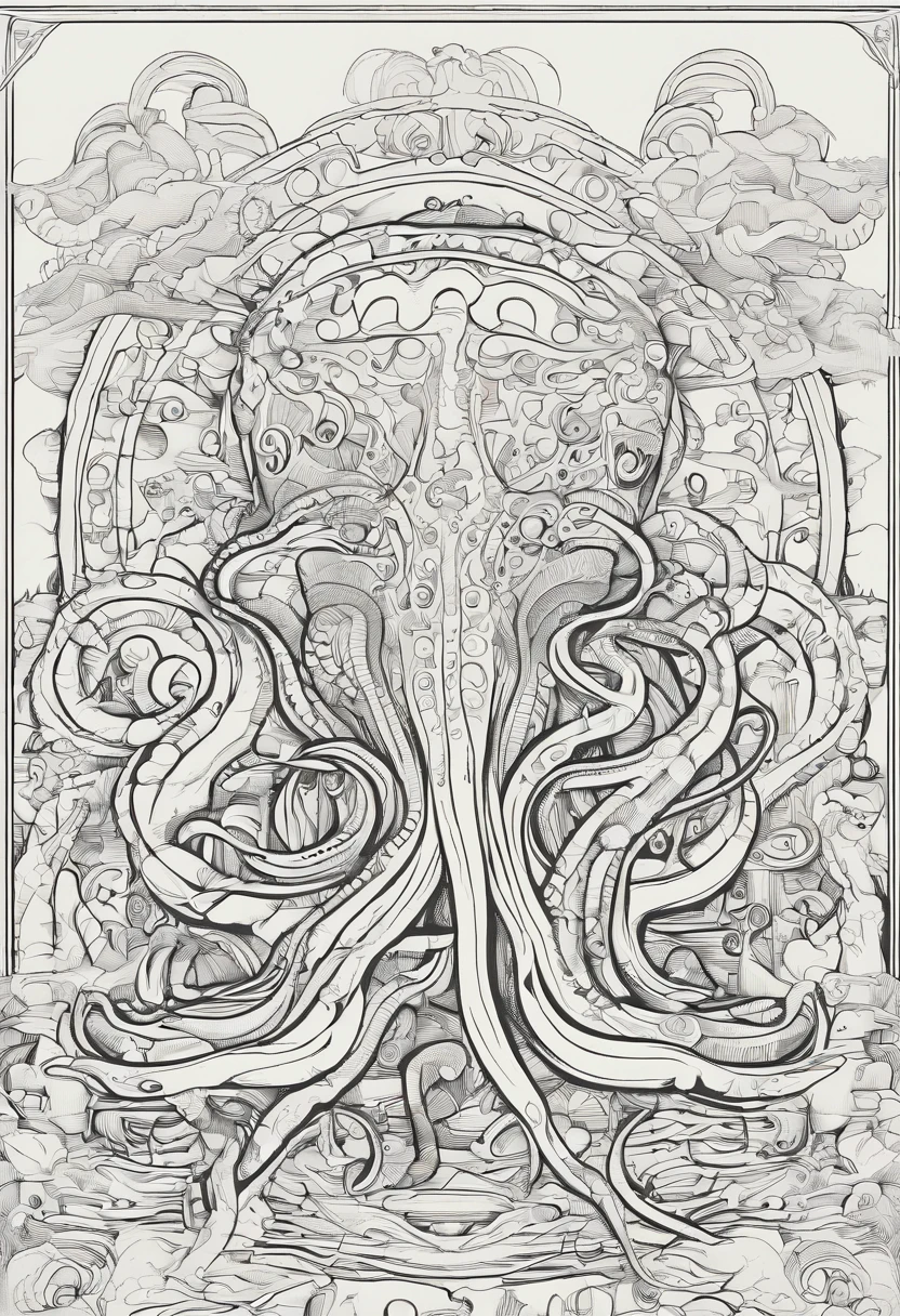Tentacule, monstre, glouton , hungry , visage , colourfull , yoeux, humain, casque musique