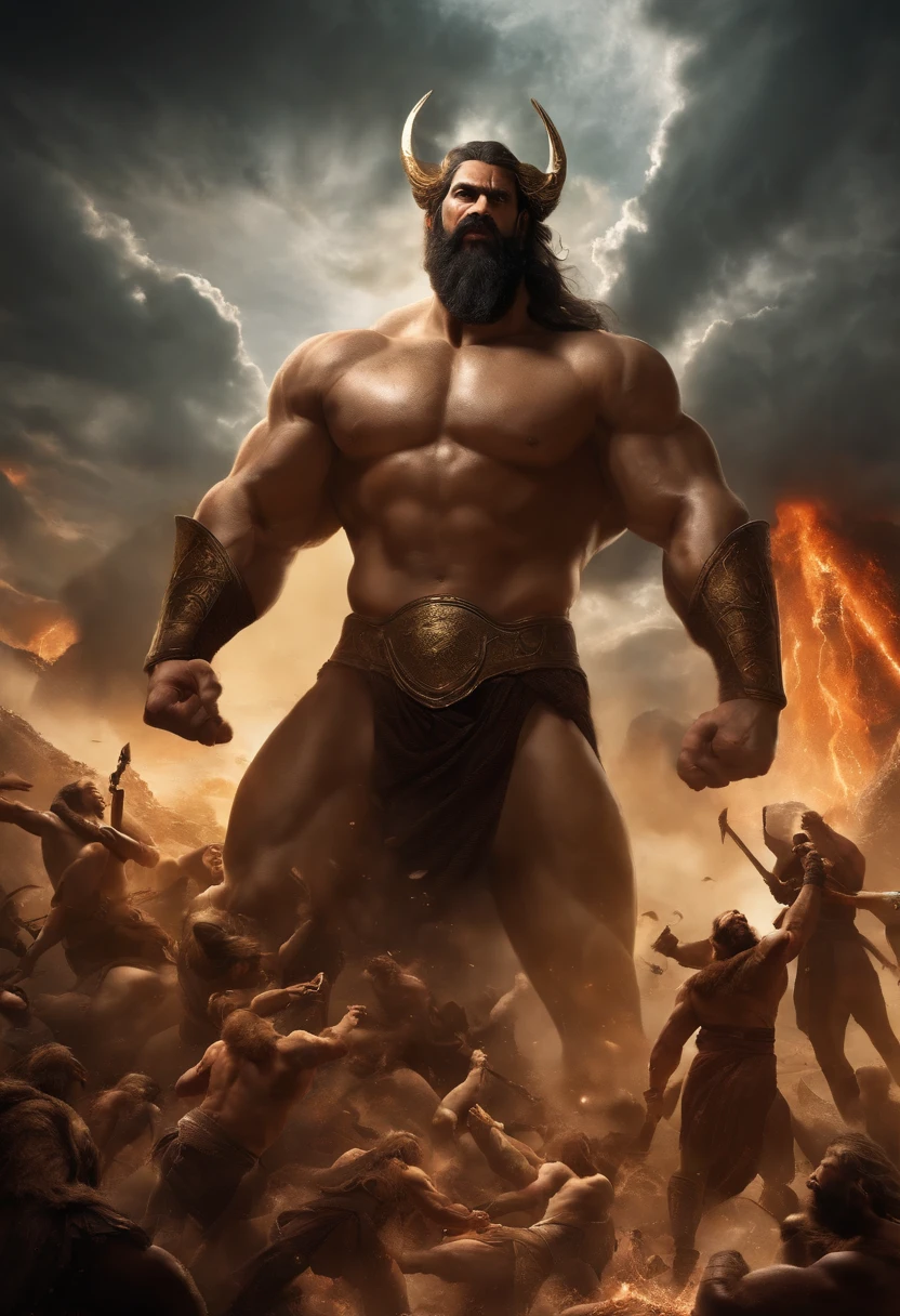 Battle of the Hundred Gods, The world was destroyed, Zeus and Hades were at war,Giant Titans