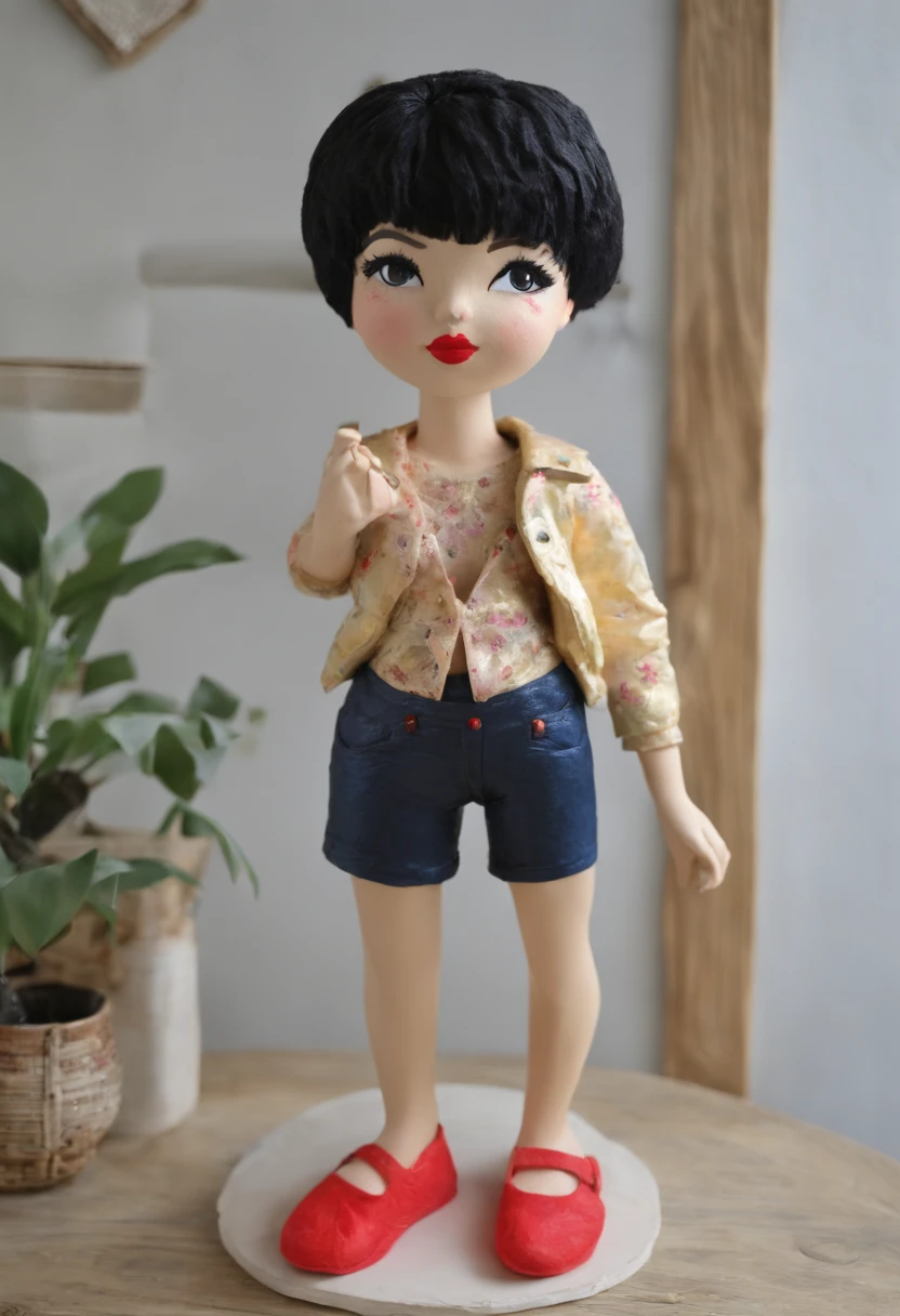 photo realist, femme, short shorts, cheveux noirs, yeux bleus, Femme asiatique , 25 ans, Corps entier