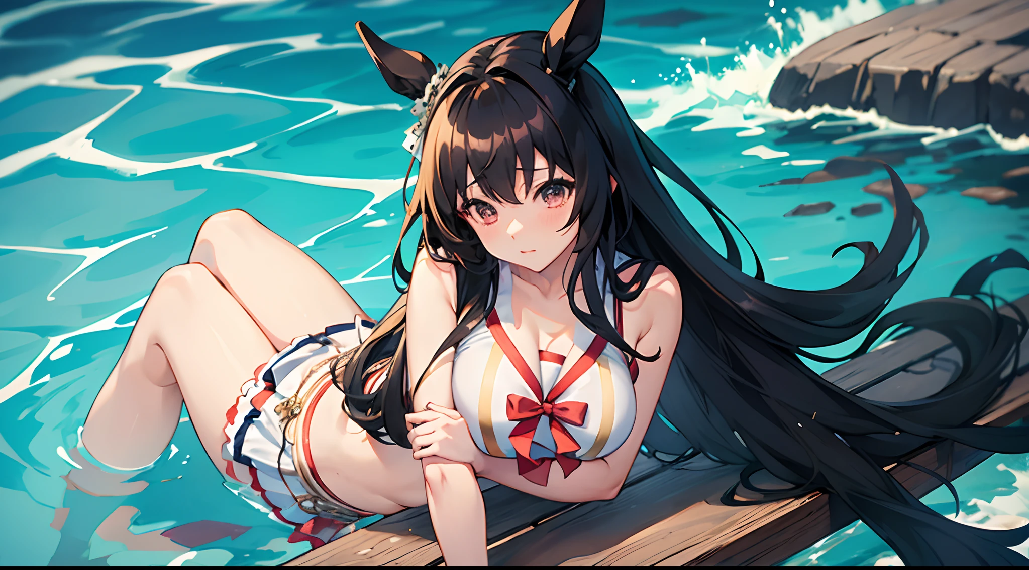 fantasy theme at sea // gigantic breasts // orca girl // sailor outfit // no bra // orca tail