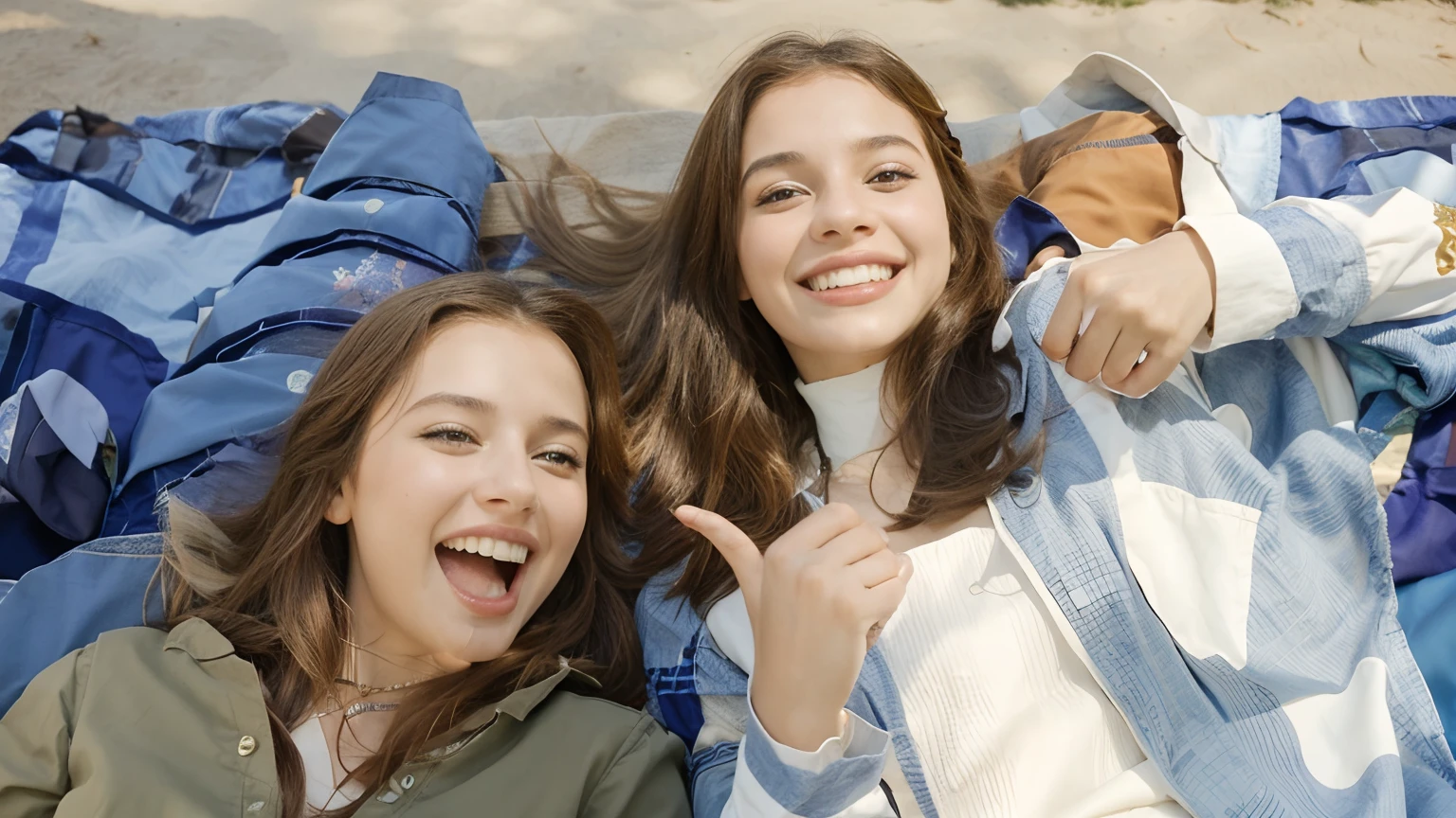 Duas princesas Disney felizes num picnic no reino