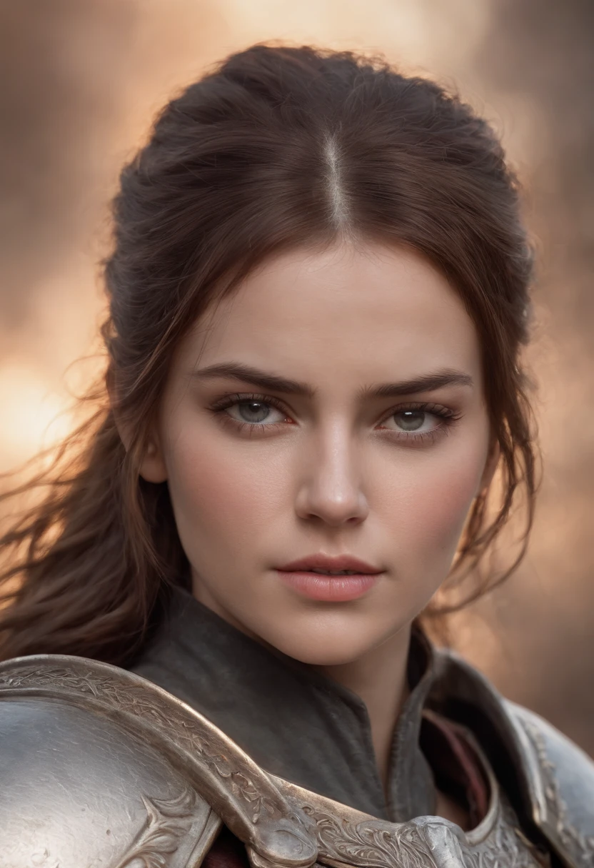 tired from battle, exhausted female warrior, 
shining armor, battle scars, windswept hair, 
intense expression, determined eyes, 
dark and moody lighting, 
oil painting, high detail, 
realistic style, vibrant colors, 
epic battlefield backdrop, 
best quality, 4k resolution, 
physically-based rendering, 
ultra-detailed description.