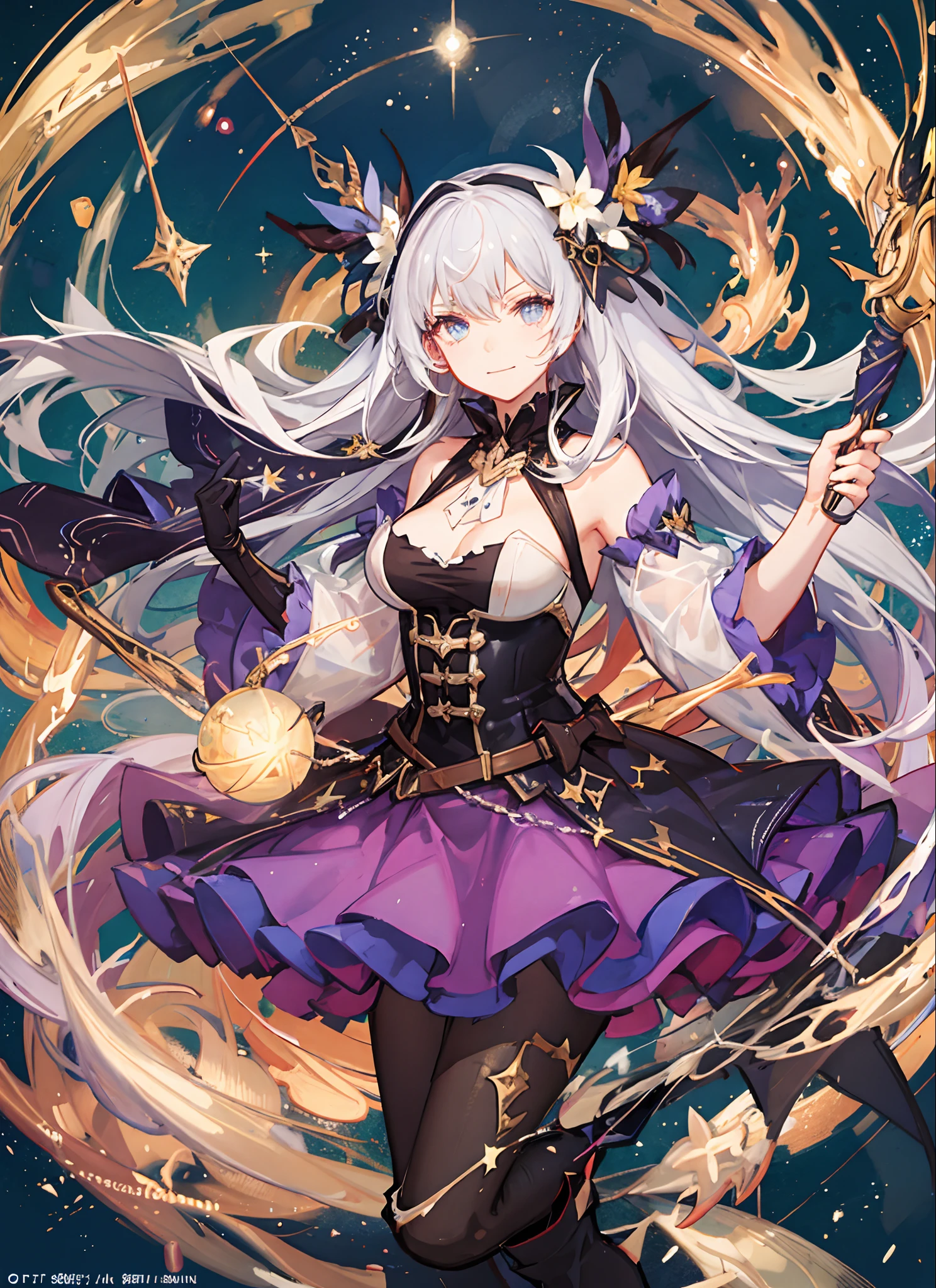 (masterpiece, best quality), ((1girl, (mature female) long hair), (star-shaped pupils, +_+, symbol-shaped pupils, sparkling eyes), (cat ears, open open mouth)), (looking at viewer, light smile, off shoulder), (abstract, multicolored background, abstract background, chromatic aberration),