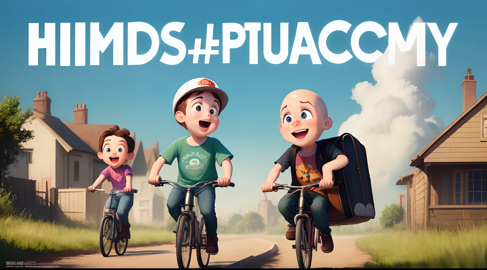 Disney pixar theme poster with bald kid on the baground and a title saying CANCER
