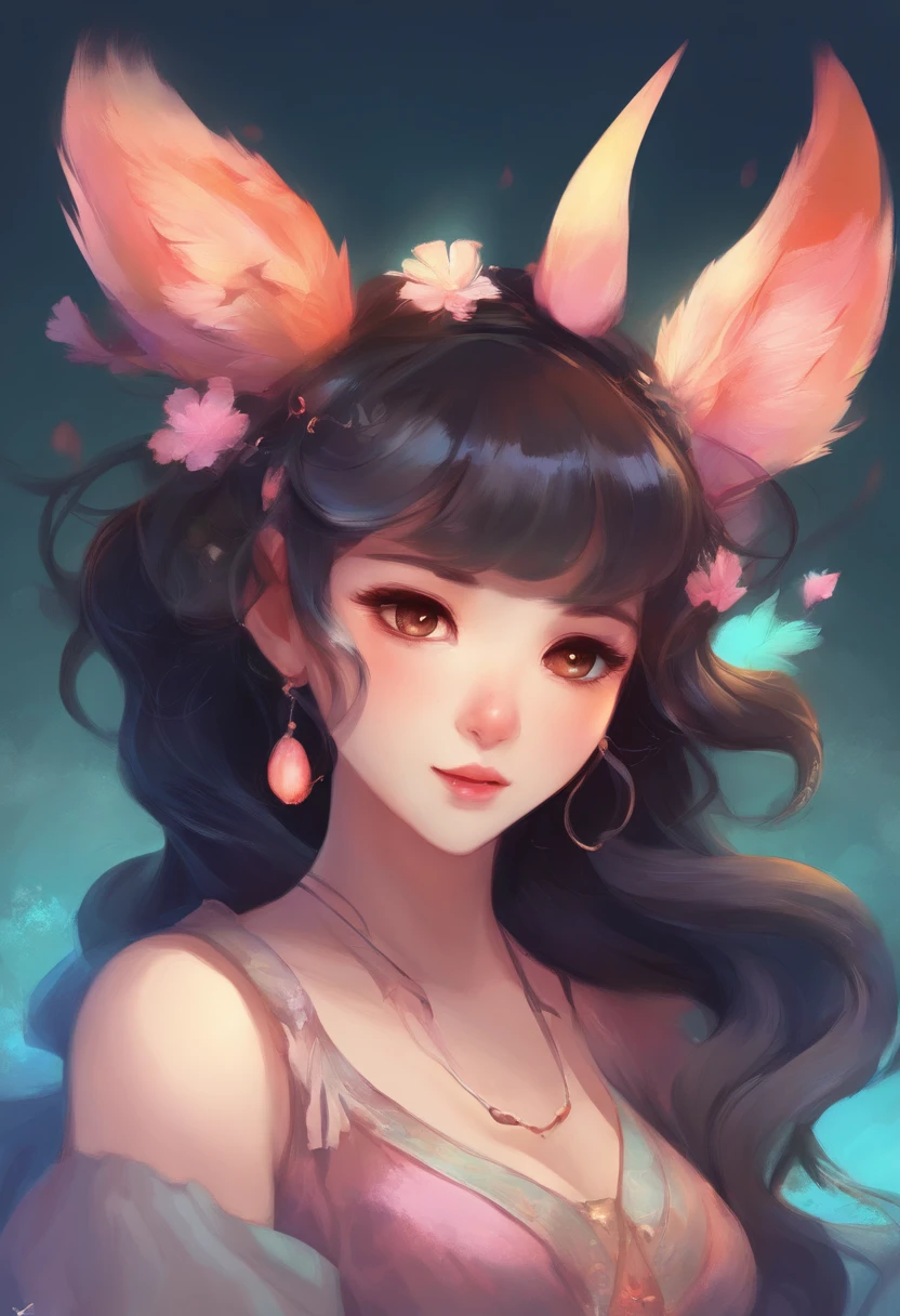 black hair, hair bobbles, wince, longeyelashes, solid circle eyes, fake animal ears, light smile, ear blush, fang, streaked hair, ponytail, wide eyes, light smile, Surrealism, drop shadow, anaglyph, stereogram, tachi-e, pov, atmospheric perspective, 8k, super detail, ccurate, best quality, high quality