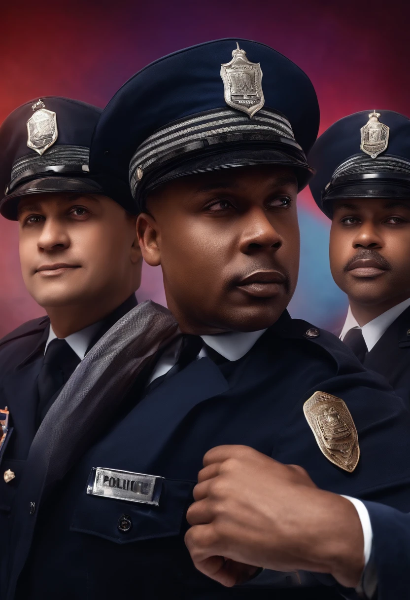 police officers,Three View,gradient backgrounds,Majesty and justice