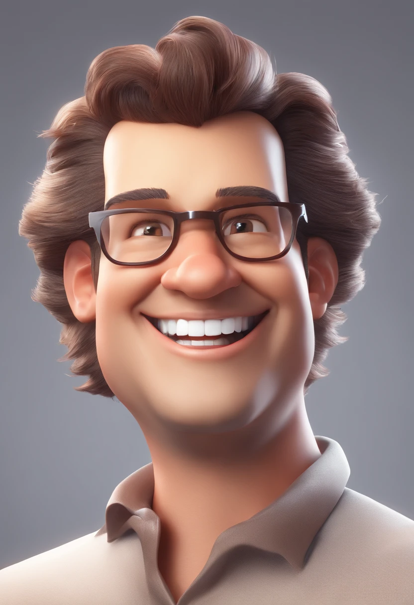 Smiling Man Illustration, sorriso insano, Homem de pele marrom com um sorriso gigante, happily smiling at the camera, sorriso atrevido, he's smiling, sorriso muito grande, Macho sorridente, foto de perfil headshot, rindo sorriso enorme, desenhando no estilo de Arte 3D, c4d, fundo de cor branco puro, estilo disney, estilo pixar render ilustracao Super Detalhe, 8k