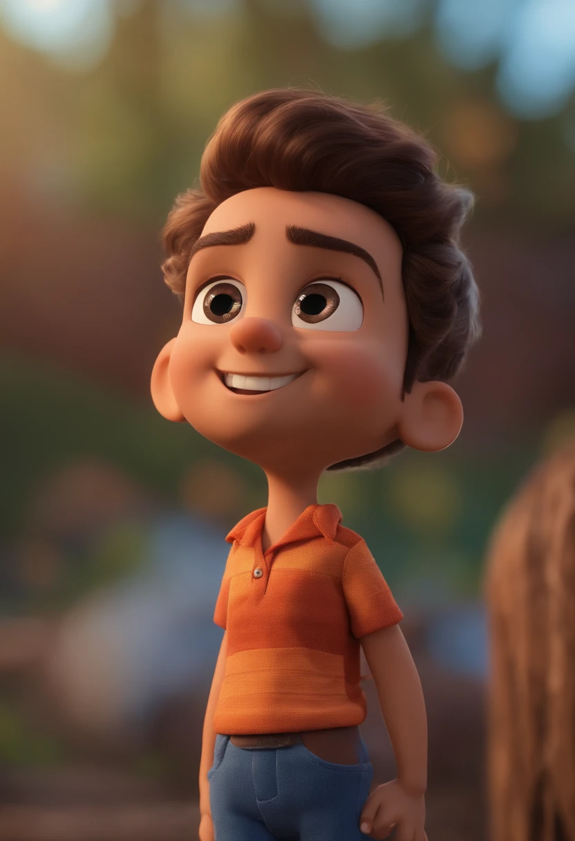 Garoto, estilo disney, tom de pele: claro: Cabelo: loiro, liso, curto, penteado para o lado direito,olhos castanhos. camisa: social, Cor azul. Fundo: Gray and white gradient,Comemorando, Hands raised, sorrindo, feliz, (estilo pixar) (obra-prima:1.2) (bokeh) (melhor qualidade) (pele detalhada) (textura detalhada) (8k) (claymation) (cinematic lighthing) (foco nítido