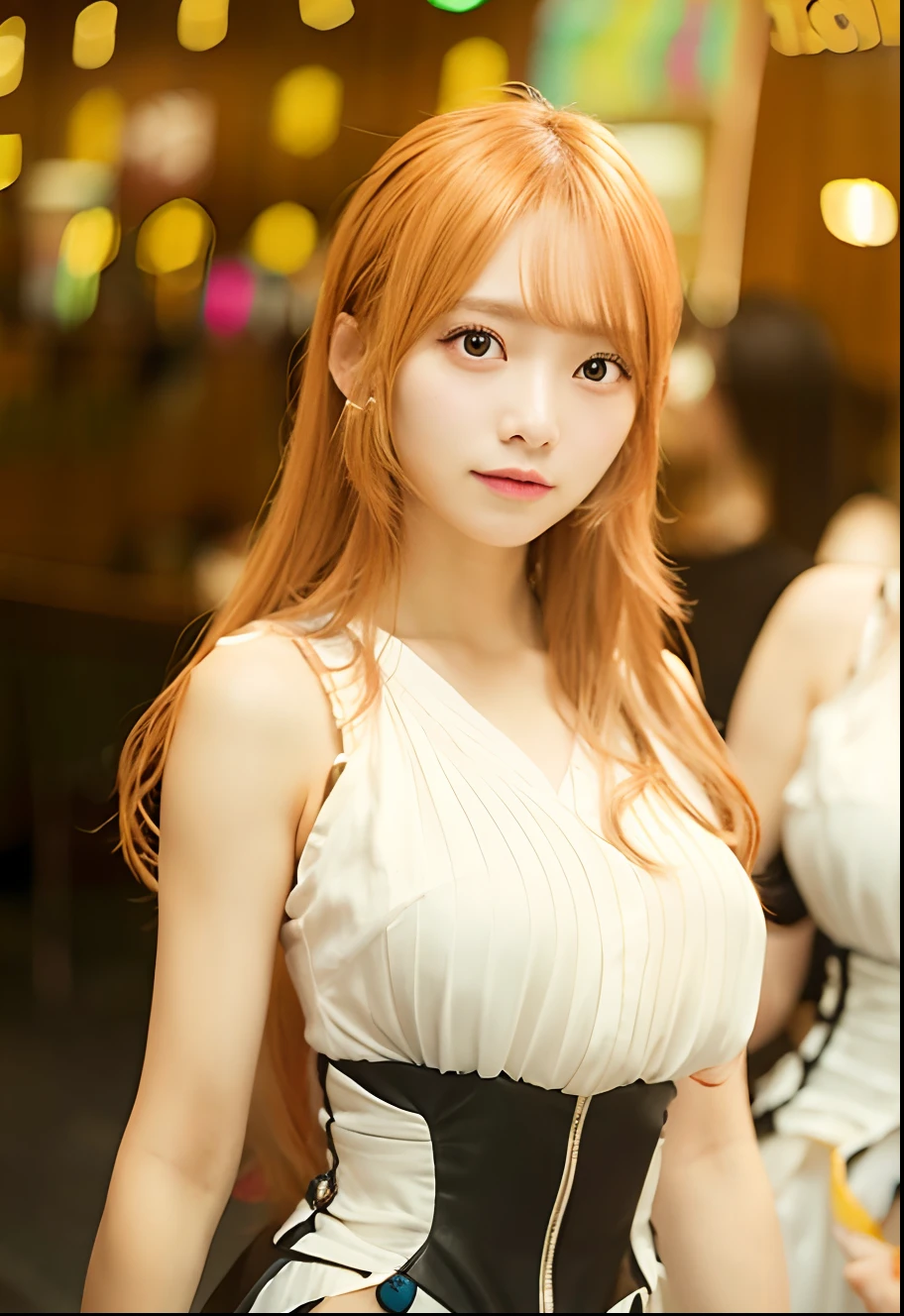 1 girl, long hair, Nami on one piece, realistic, ultra detail, 70mm lens.