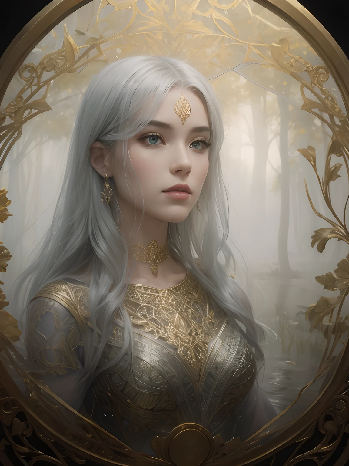 As the mist settles over the swamp, a holographic gold and filigree silver portrait emerges, perfectly shaped and polished to perfection.