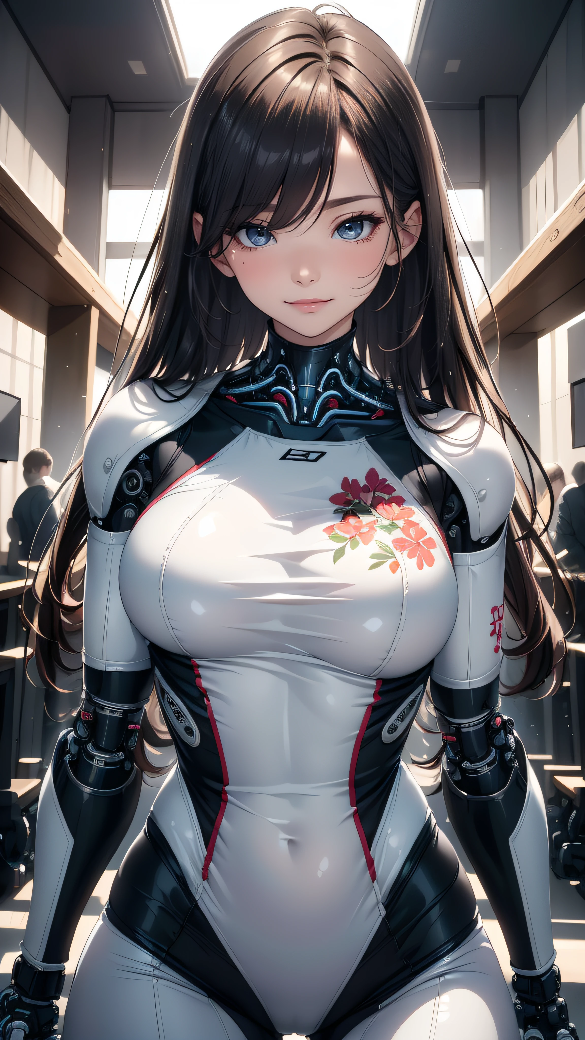 ((1girl:1.5),(embroidered white cybernetic body:1.5),large breast),(Highest image quality, outstanding details, ultra-high resolution, (realism: 1.4), the best illustration, favor details, highly condensed 1girl,(Sense of presence:1.5),(Dynamic:1.5),(bold:1.5)),(thin hair:1.8),(straight hair:1.5),(Swept long bangs:1.5),(extra light coppery amber hair),((hair over one eye:1.2)),((battoujutsu stance),long spear),(coliseum)