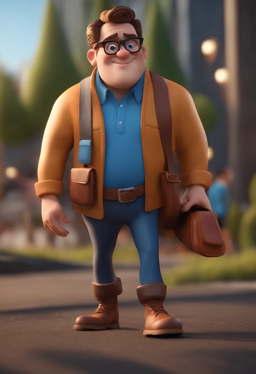 Cartoon character of a man with black glasses and a blue shirt, animation character, Caractere estilizado, animation style rendering, 3D estilizado, Arnold Maya render, 3 d render stylized, toon render keyshot, Personagem 3D, Personagem 3D, 3d rendering stylized, 3 d character render, personagem de desenho animado, Personagem de close up, Pose de personagem,  (Estilo Pixar) (master part:1.2) (Bokeh) (best quality) (pele detalhada) (textura detalhada) (8k) (argila) (Cinematic lighting) (foco nítido