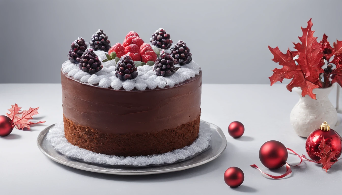 Delicious cake, Christmas cake、Cinematic, Professional Photography, Studio Lighting, Studio Background, advertising photography, Intricate details, ultra-detailliert, A hyper-realistic, 8K UHD