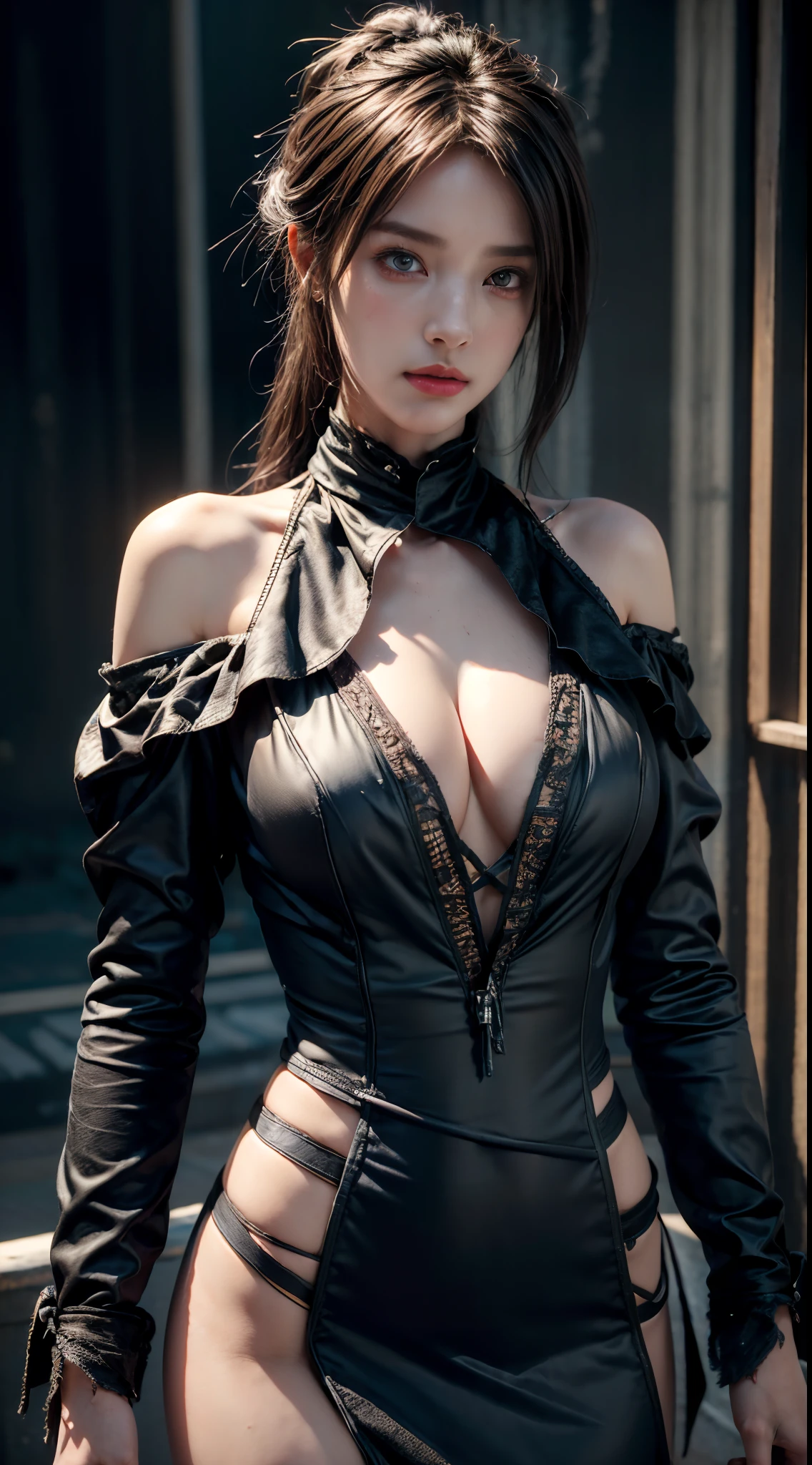 ((top-quality)), ((masterpiece)), (detaileds:1.4),。.。.3D, Beautiful Cyberpunk Woman Image,nffsw(HighDynamicRange),Ray traching,NVIDIA RTX,Hyper-Resolution,Unreal 5,Sub-surface scattering,PBR Texturing,Postprocess,Anisotropy Filtering,depth of fields,Maximum clarity and sharpness,multi-layer texture,Albedo and specular maps,Surface Shading,Accurate simulation of light-material interactions,perfectly proportions,Octane Rendering,Two-tone lighting,Wide aperture,Low ISO、White Balance、thirds rule、8K Raw、(silk dresses),(((Clothes are tattered))),(((Clothes are stained with dirt or dust))),()