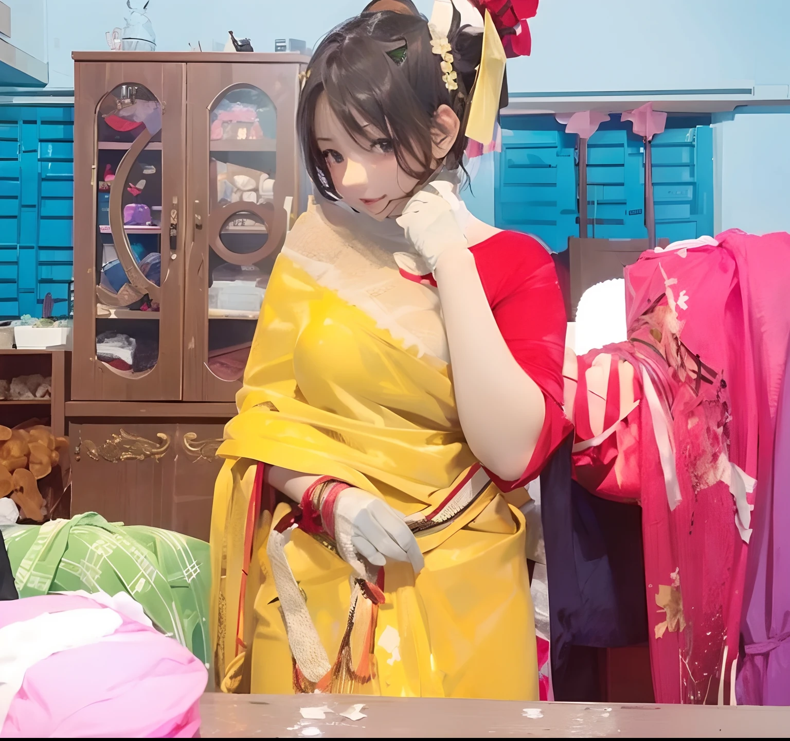 tmasterpiece,best qualityer,1girll,delicated face,huge tit,Mummy costume,Bandages wrap around the whole body,Modern background,Have on the street