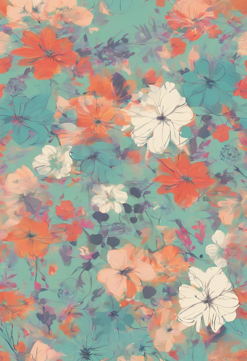 Beautiful Vibrant flower art painting , solid light color background