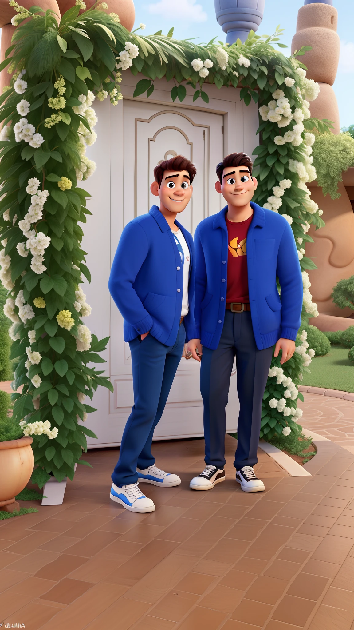 Dois homens estilo disney pixar, alta qualidade, melhor qualidade