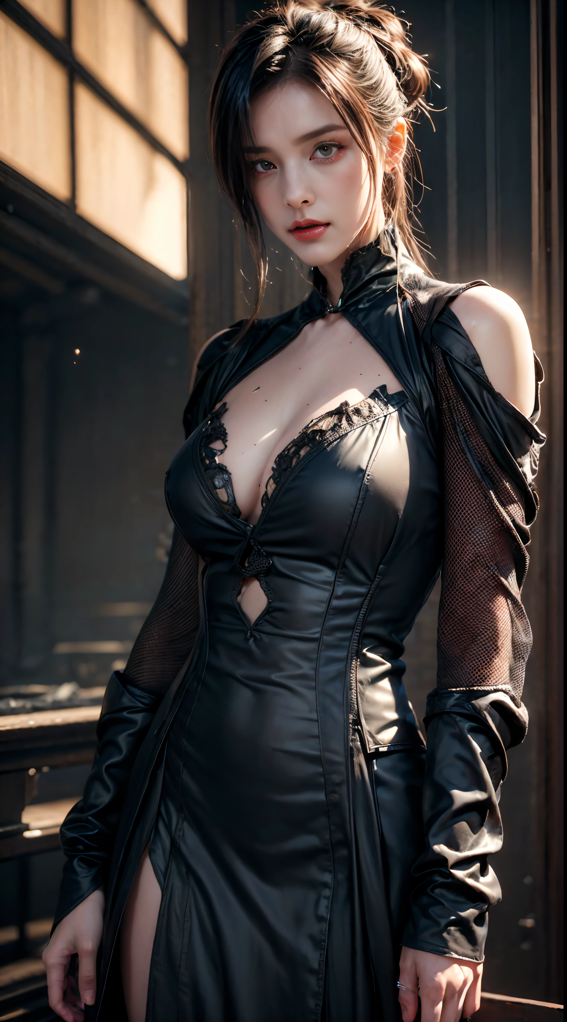 ((top-quality)), ((masterpiece)), (detaileds:1.4),。.。.。.3D, Beautiful Cyberpunk Woman Image,nffsw(HighDynamicRange),Ray traching,NVIDIA RTX,Hyper-Resolution,Unreal 5,Sub-surface scattering,PBR Texturing,Postprocess,Anisotropy Filtering,depth of fields,Maximum clarity and sharpness,multi-layer texture,Albedo and specular maps,Surface Shading,Accurate simulation of light-material interactions,perfectly proportions,Octane Rendering,Two-tone lighting,Wide aperture,Low ISO、White Balance、thirds rule、8K Raw、(silk dresses),(((Clothes are tattered))),(((Clothes are stained with dirt or dust))),((Wet with water))