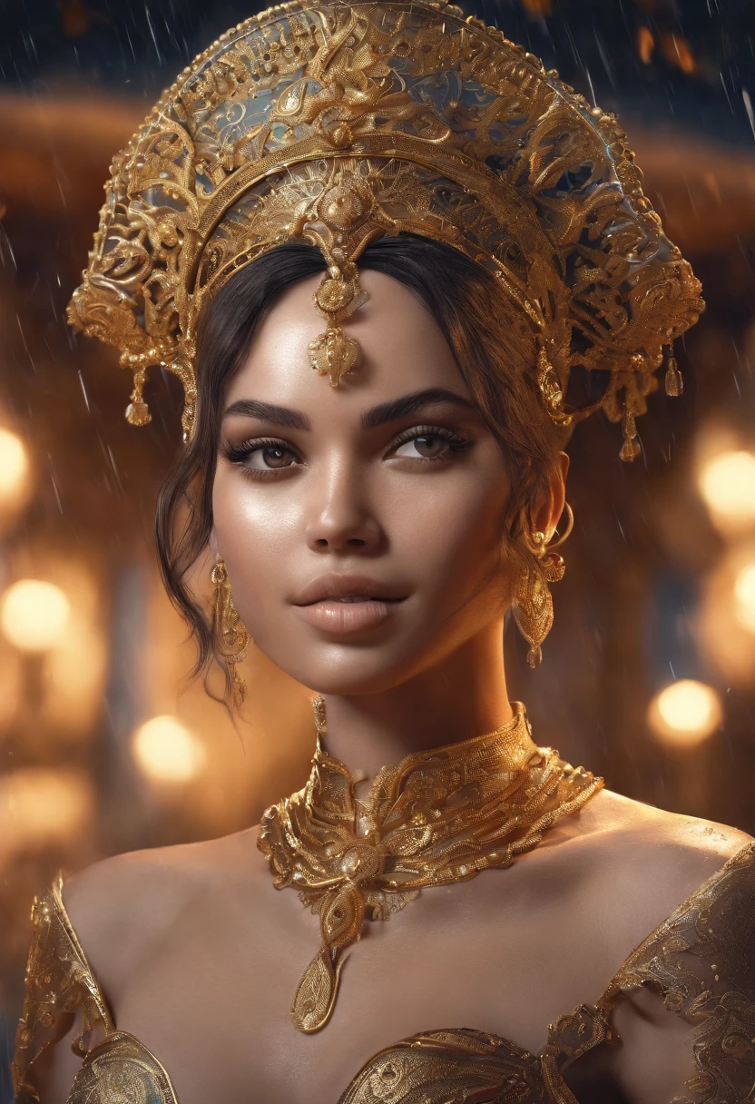 (8k, Foto RAW, best quality, master part:1.2), (Realistic, photo-realistic:1.37),St. louis (rodas de luxo) (PiSta Azur),1girl,(menina de myanmar), (Aegyo Will:1),ornamento de cabelo, retrato, (Panos tradicionais de Mianmar:1.1), colar, unhas azuis,fofo,Cityscape, Noite, chuva, Wet, professional lighting, photon maping, radiosidade, Physically-based rendering, fundos SHWEDIGON Pagode