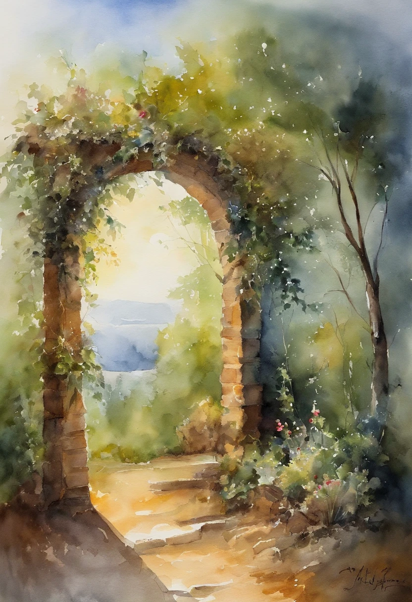 A stairwell that ascends to the heavens, culminating in the glorious throne of God. The scene emanates a sense of worship and devotion, symbolizing the path to spiritual enlightenment. The staircase shimmers with divine light, casting a warm and inviting glow