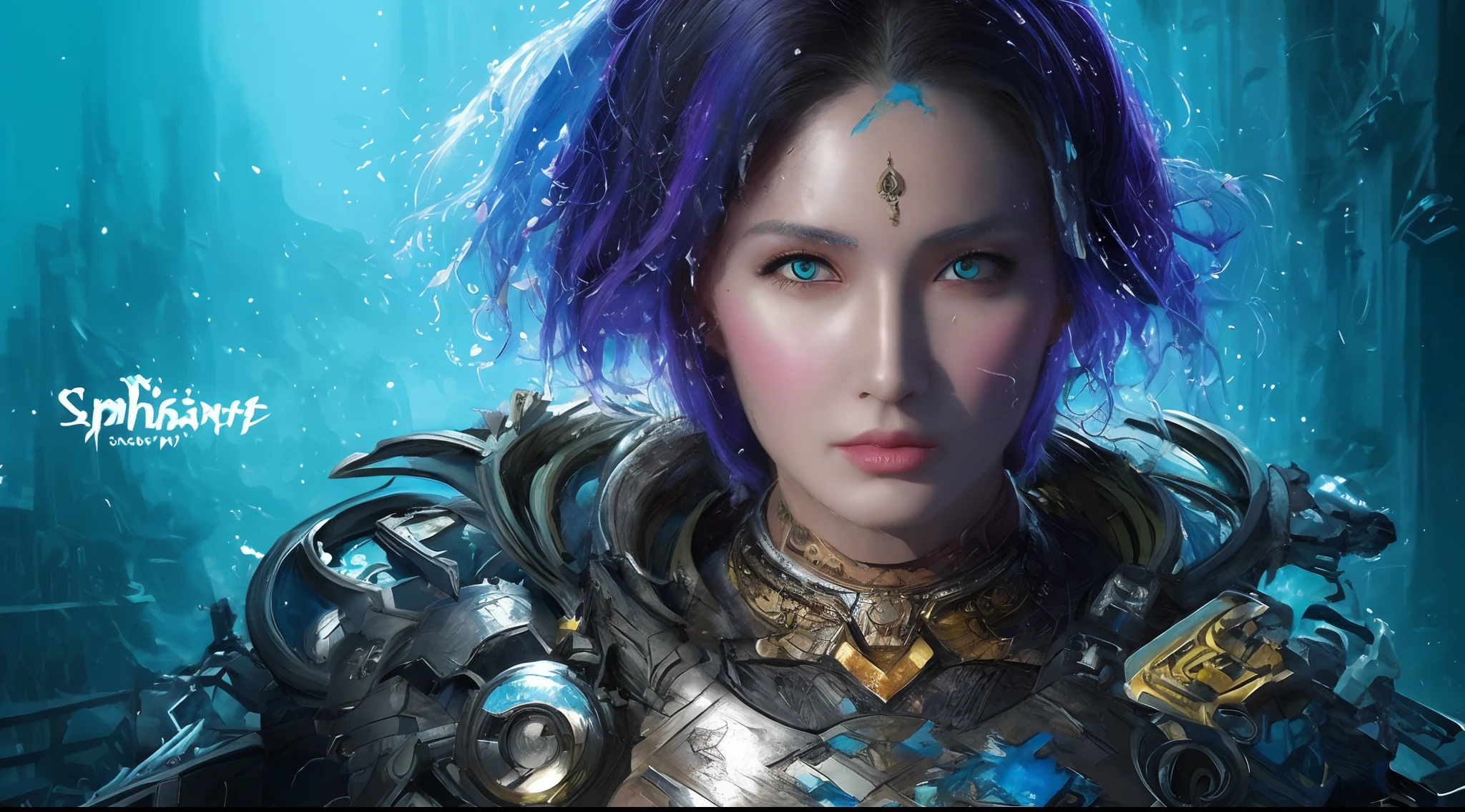 splashart, Female warrior head, ((white backgrounid)), piercing eyes, Epic Instagram, art stations, splash style of colourful paint, contours, Hyper-detailed intricate details, unreal-engine, fantasy, intricately details, splash image, complementary colours, fantasy concept art, 8K分辨率, Deviantart's masterpiece, oil painted, Re-itinerary, paint drips, splashart