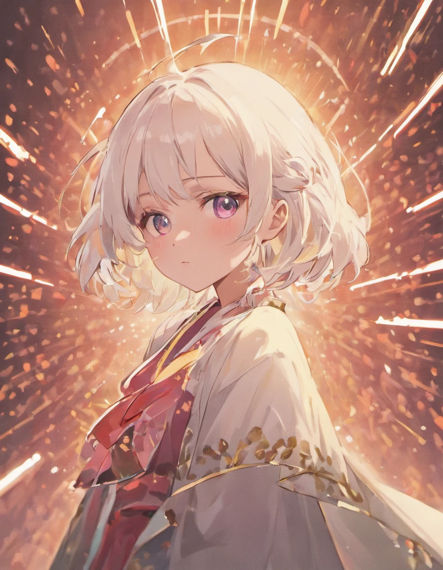 anime girl , white hair, modern
