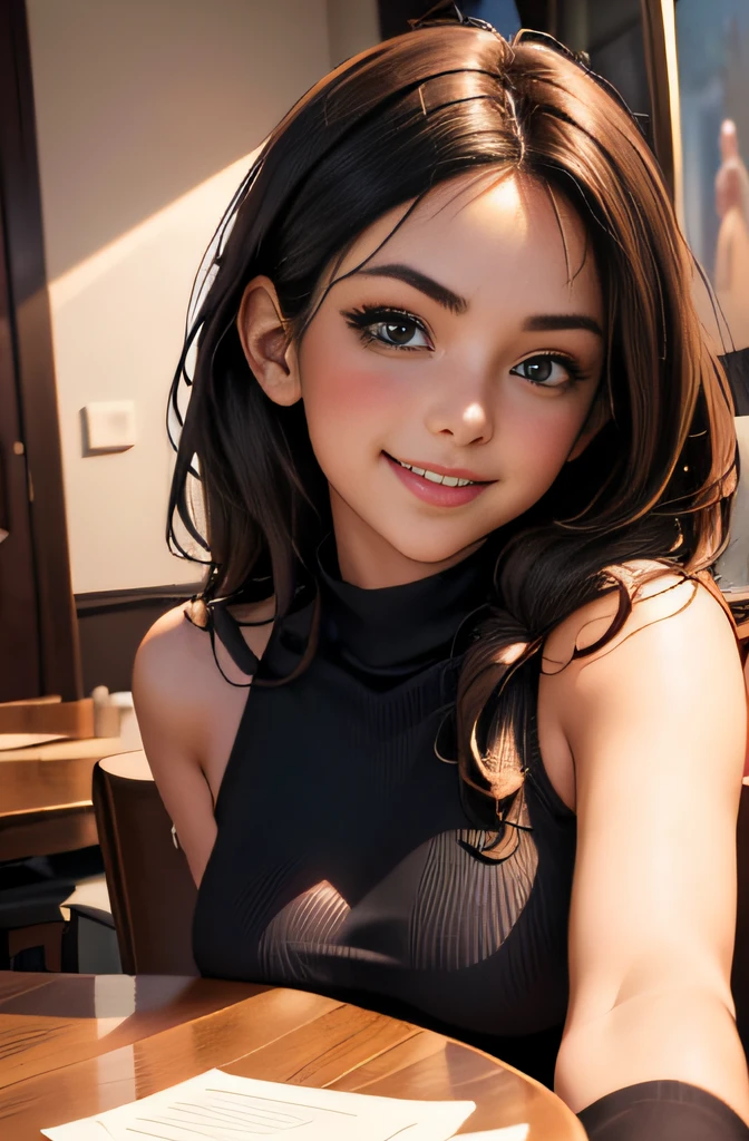 (photo:1), (soigne sexy girl chatting and laughing together:1), (showing warm interactions and a friendly environment:2), (hyper realistic:1), (highly detailed:1), (epic realistic:1), rim light, (maximum details:1), cozy, (hot:1), (fullbody:1) , (looking at viewer:2), (provocative pose:1), (Woman's Attractive Qualities:1), (Attractive Woman:1), (Attractive:1), hot lady, black stockings, miniskirt, long hair, lunchtime, coffee, front view, sexy pose, seductive pose