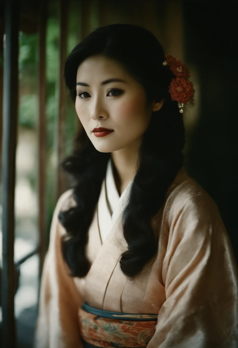 A Japanese woman, analog film photo {prompt} . faded film, desaturated, 35mm photo, grainy, vignette, vintage, Kodachrome, Lomography, stained, highly detailed, found footage