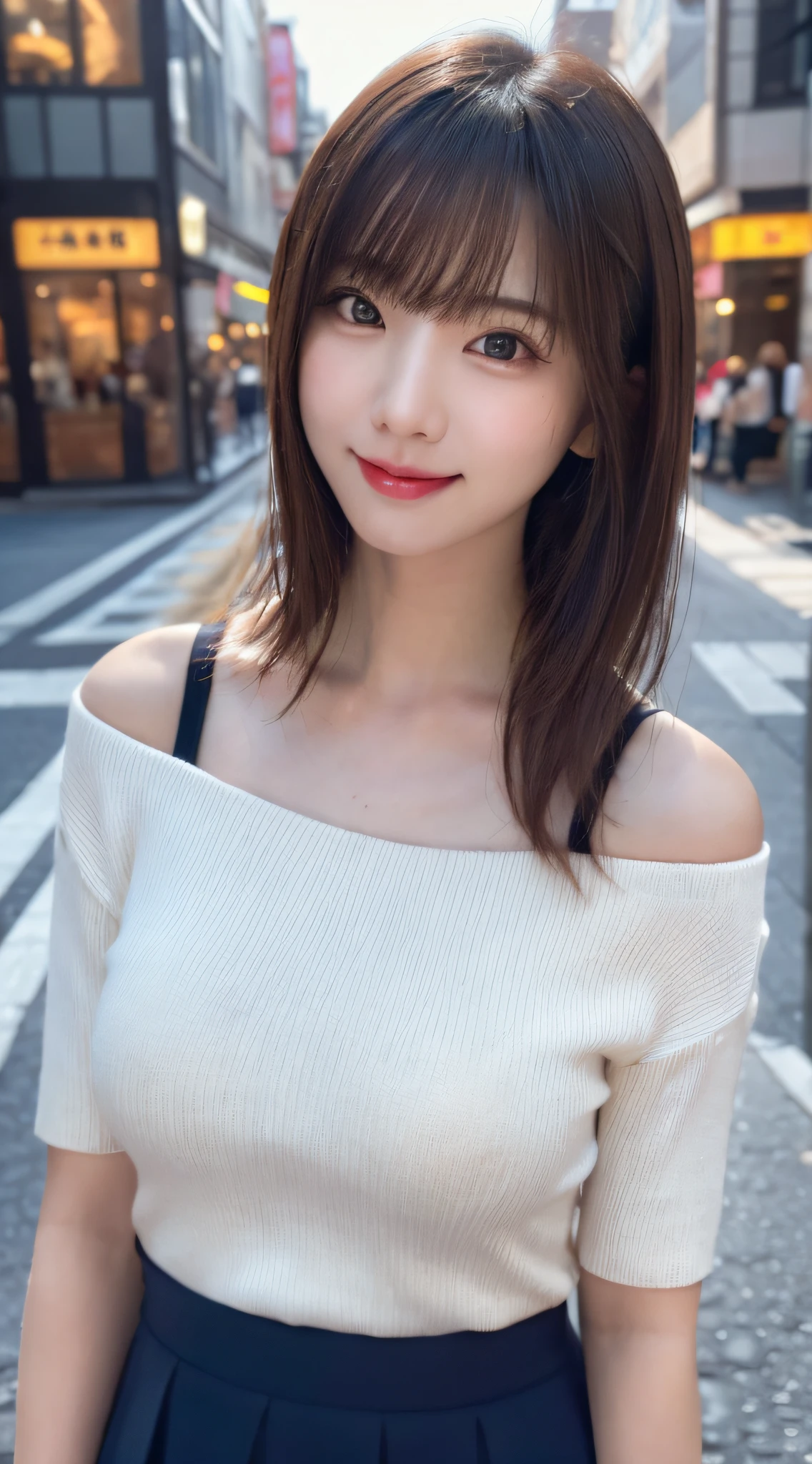 (skin blemishes:1.2)、(dent in the skin)、Black eye、Female 1 Person、25 years old、(((femele)))、独奏、realisitic、top-quality、Photorealsitic、​masterpiece、8K、hight resolution、独奏、extra detailed face、(Pro lighting、bokeh dof)、(Particles of light、lensflare、Luminous particles:0.6)、(dynamicposes:1.2)、Soft lighting、Angle view from above、Fashionable and trendy atmosphere、jpn、street、TOKYOcty、城市、((during daytime)) 、Skysky、Wire cable、((watching at viewers:1))、(is looking at the camera)、(portlate:0.6)、cowboy  shot、a gorgeous、is standing、Maintains original facial proportions、broad shoulder、full bodyesbian、(small)breastsout)、(Medium hair)、Brown hair、Floating hair、s lips、lipsticks、seducting smile、Floating hair、a smile、open open mouth、tusk、(White blouses)、(jumper skirt)、eye lashes、mole、(Mole under the eyes:1) ）、Top quality, masterpiece, super high resolution, (photorealistic: 1.4), 1girl
best quality, masterpiece,intricate detail, depth of field,highest quality,extremely detailed,high res,4k,ultra high res,detailed shadow,ultra realistic,realistic,dramatic lighting,1girl,solo,detailed face,detailed eye,realistic skin,