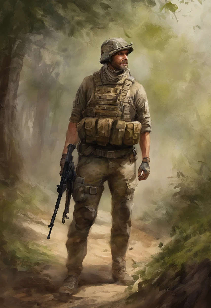 (best quality,4k,8k,highres,masterpiece:1.2),ultra-detailed,(realistic,photorealistic,photo-realistic:1.37),Soldier, Hamas, action hero,muscular body,ripped muscles,confident expression,strong jawline,intense gaze,fierce determination,signature headband,battle-worn camouflage clothing,commando knife,bandolier,assault rifle,explosions in the background,dense jungle setting,sweat glistening on the skin,muddy terrain,stealthy approach,color grading with earthy tones,dynamic lighting creating dramatic shadows,gritty details,high contrast,adrenaline-filled atmosphere,blurred background emphasizing motion,iconic pose,strong highlights,deep shadows,man versus nature,rough textures,explosive action sequence,wide-angle perspective,cinematic feel,heroic proportions,imposing presence,unrelenting warrior, Arab Soldier as the ultimate action legend, Masjidil Aqsa, Al Aqsa, Palestine flag, Palestinian, Muslim, Islam, Mosque