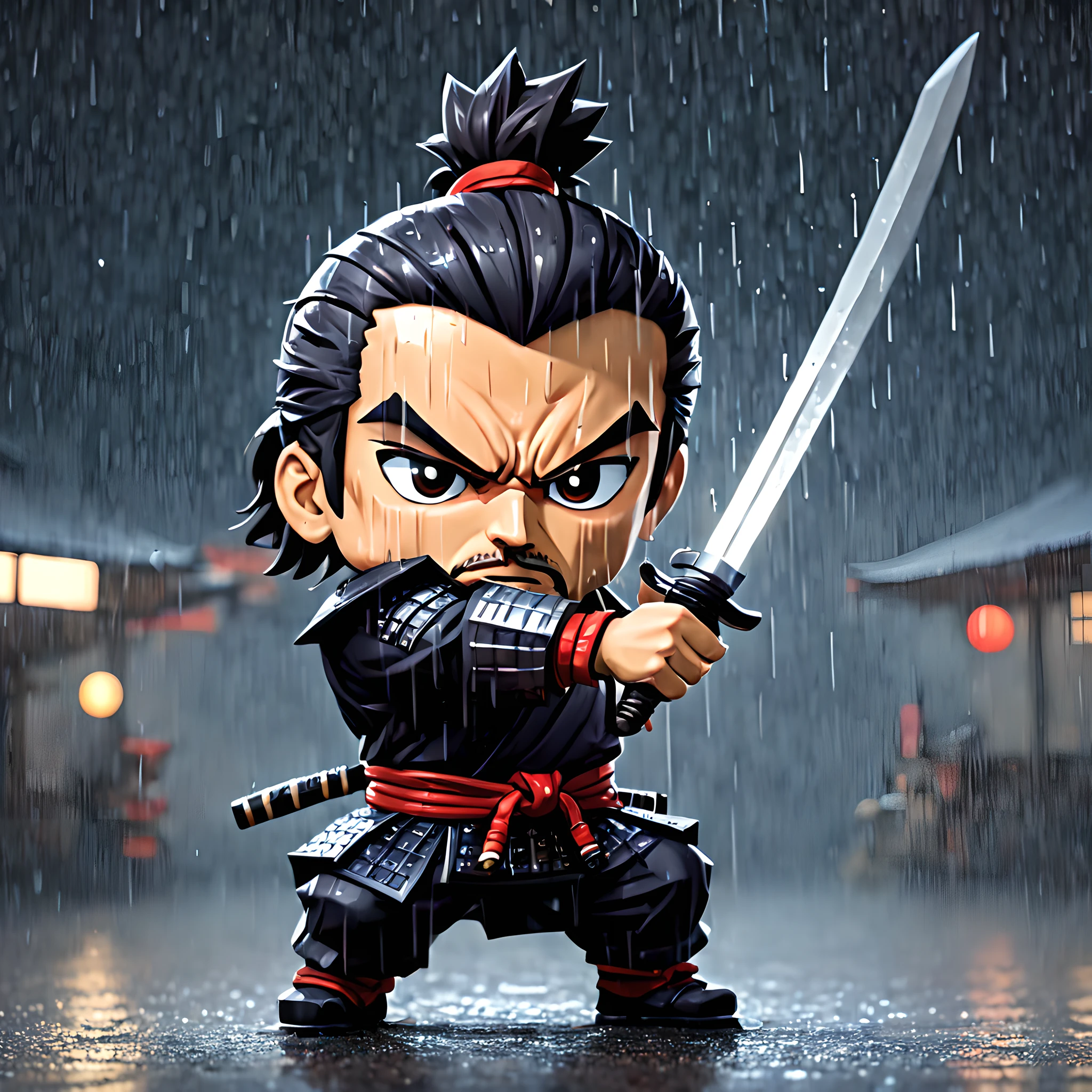 (Pixel art:1.5), (pixel theme:1.5), (chibi emote:1.5), (chibi character:1.5), (japanese game character:1.5), (fantasy:1.5), (rainy night:1.5), (heavy rain:1.5), (1japanse samurai:1.5), (Toshiro Mifune:1.5), (decisive battle:1.5), (７Samurai of the People:1.5), (film of Akria Kurosawa:1.5), (fighting stance:1.5),(Arm:1.5), (Great sword:1.5),(one arm lost:1.5),