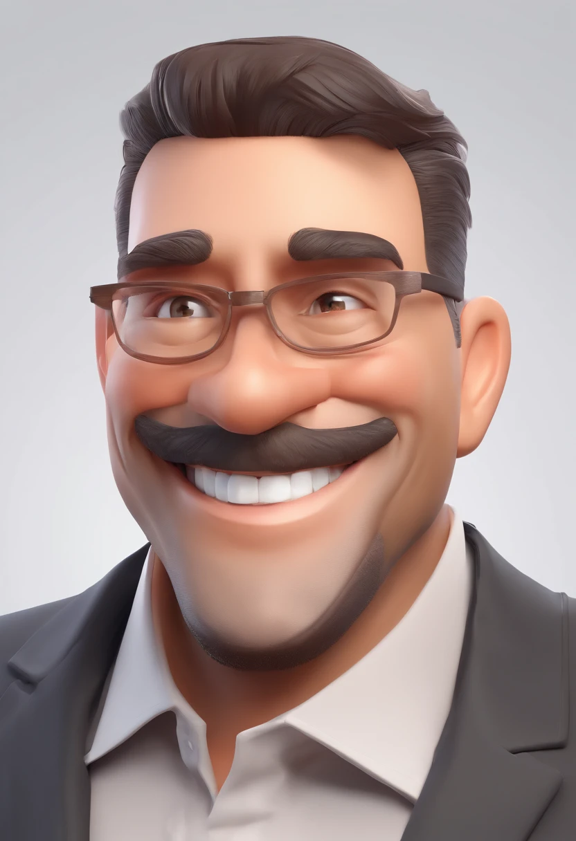 Smiling Man Illustration, sorriso insano, Homem de pele marrom com um sorriso gigante, happily smiling at the camera, sorriso atrevido, he's smiling, sorriso muito grande, Macho sorridente, foto de perfil headshot, rindo sorriso enorme, desenhando no estilo de Arte 3D, c4d, fundo de cor branco puro, estilo disney, estilo pixar render ilustracao Super Detalhe, 8k