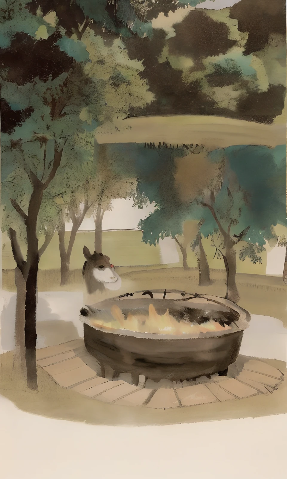 Chevaux qui font un barbecue