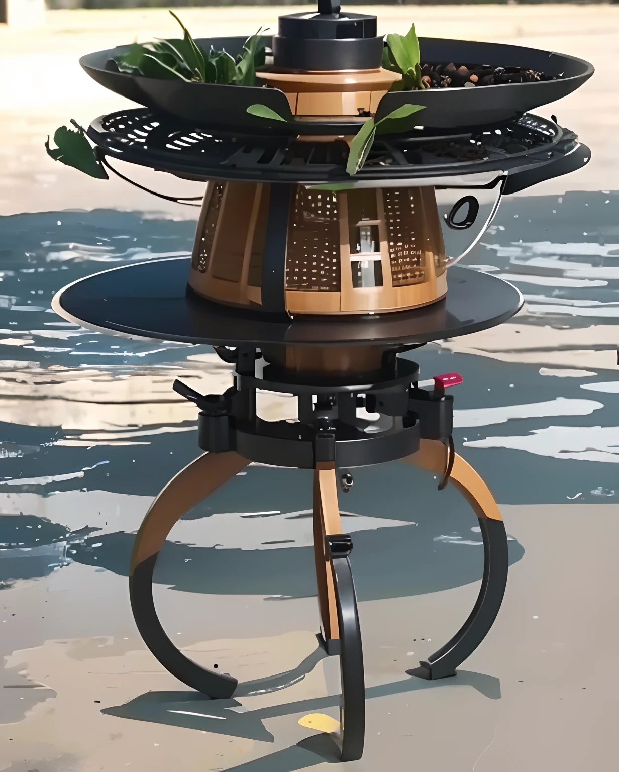 Product design，tea plantation，green color，sense of science and technology，can fly，Intelligent tea picking machine