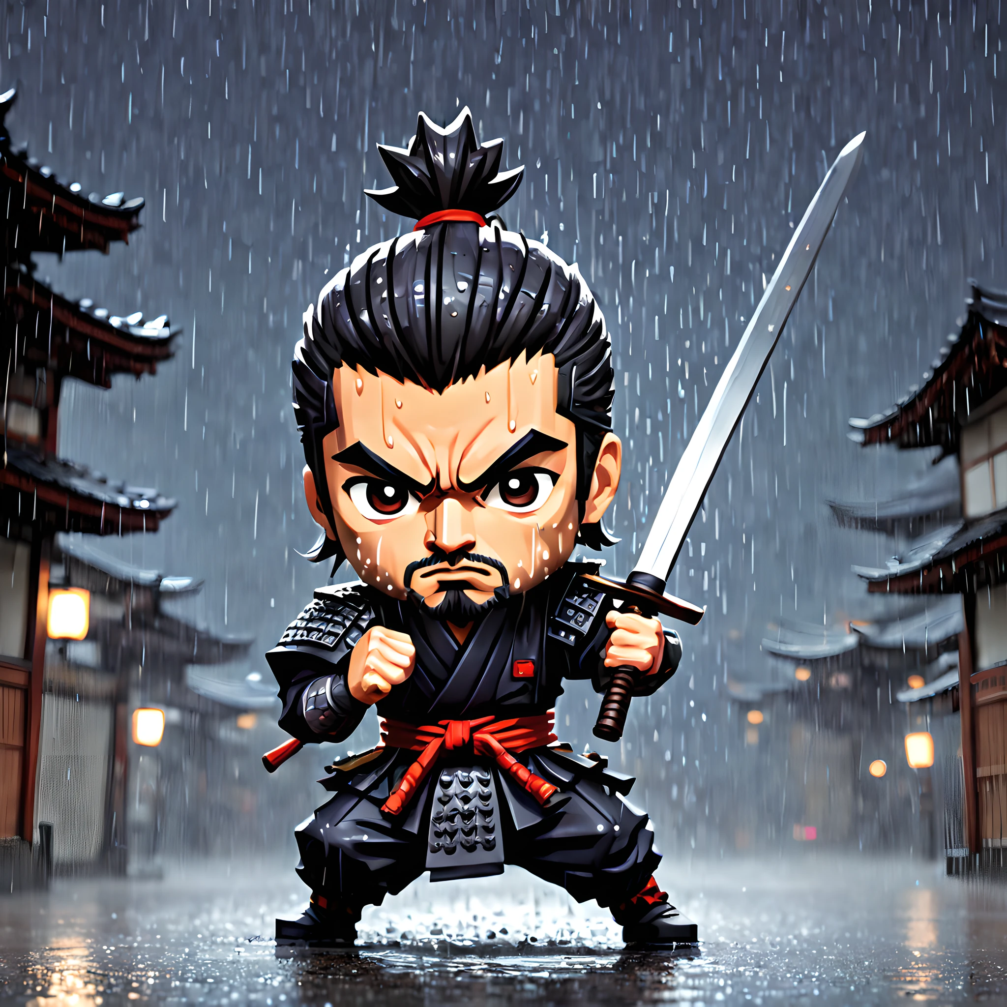 (Pixel art:1.5), (pixel theme:1.5), (chibi emote:1.5), (chibi character:1.5), (japanese game character:1.5), (fantasy:1.5), (rainy night:1.5), (heavy rain:1.5), (1japanse samurai:1.5), (Toshiro Mifune:1.5), (decisive battle:1.5), (７Samurai of the People:1.5), (film of Akria Kurosawa:1.5), (fighting stance:1.5),(Arm:1.5), (Great sword:1.5),(one arm lost:1.5),(Only wrists:1.5),