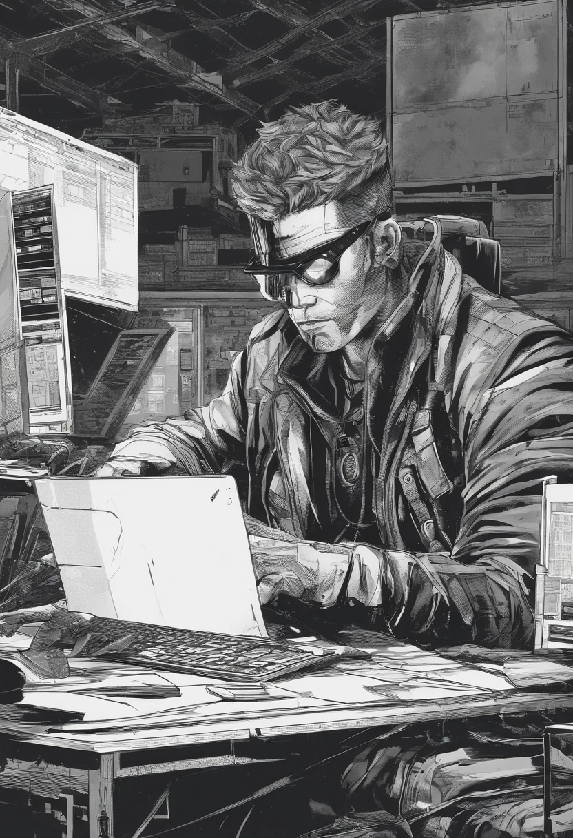 Homem de costas mexendo no computador, day trader, investidor, graficos