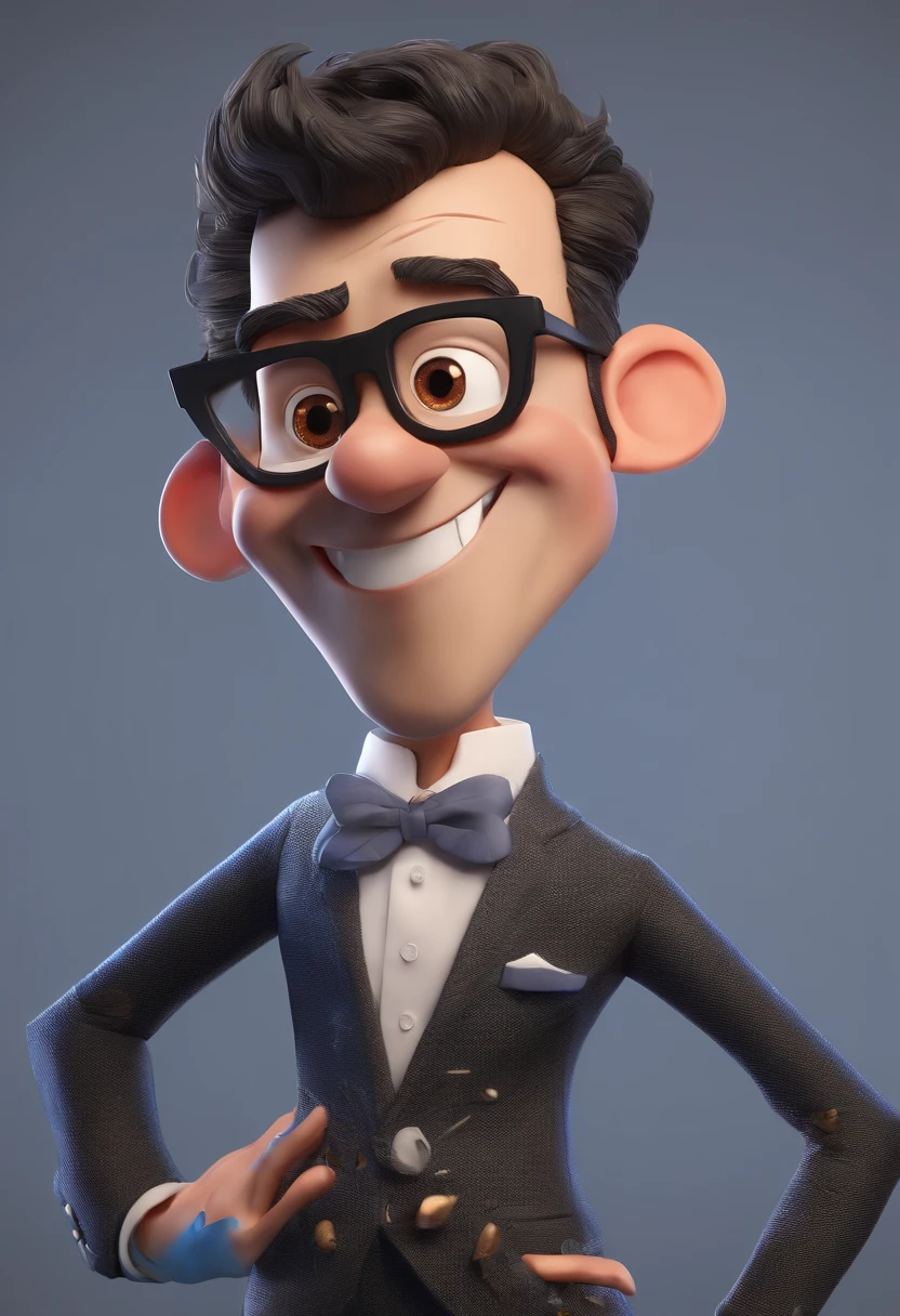 Cartoon character of a man with black glasses and a blue shirt, animation character, Caractere estilizado, animation style rendering, 3D estilizado, Arnold Maya render, 3 d render stylized, toon render keyshot, Personagem 3D, Personagem 3D, 3d rendering stylized, 3 d character render, personagem de desenho animado, Personagem de close up, Pose de personagem, (Estilo Pixar) (master part:1.2) (Bokeh) (best quality) (pele detalhada) (textura detalhada) (8k) (argila) (Cinematic lighting) (foco nítido